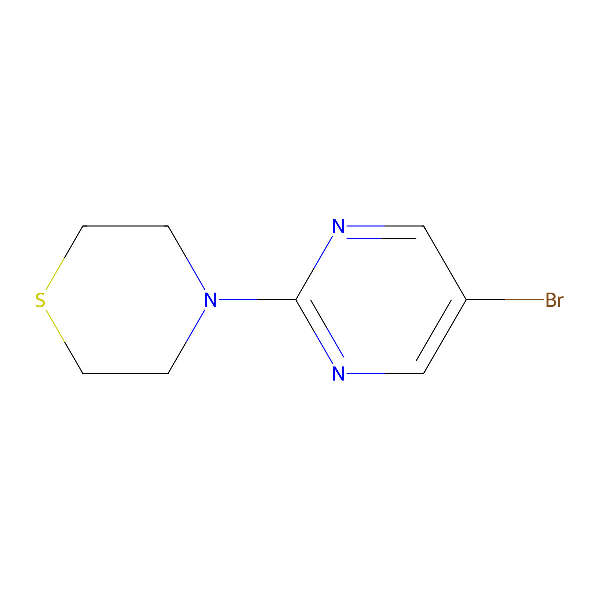 4-(5-Bromopyrimidin-2-yl)thiomorpholine molecular structure, CAS 1341761-16-7