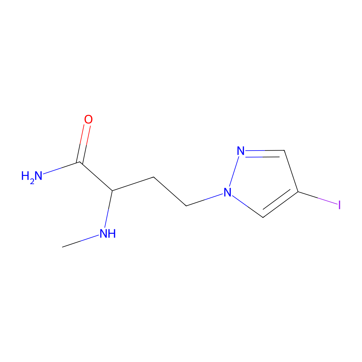 4-(4-Iodo-1h-pyrazol-1-yl)-2-(methylamino)butanamide molecular structure, CAS 1341761-98-5
