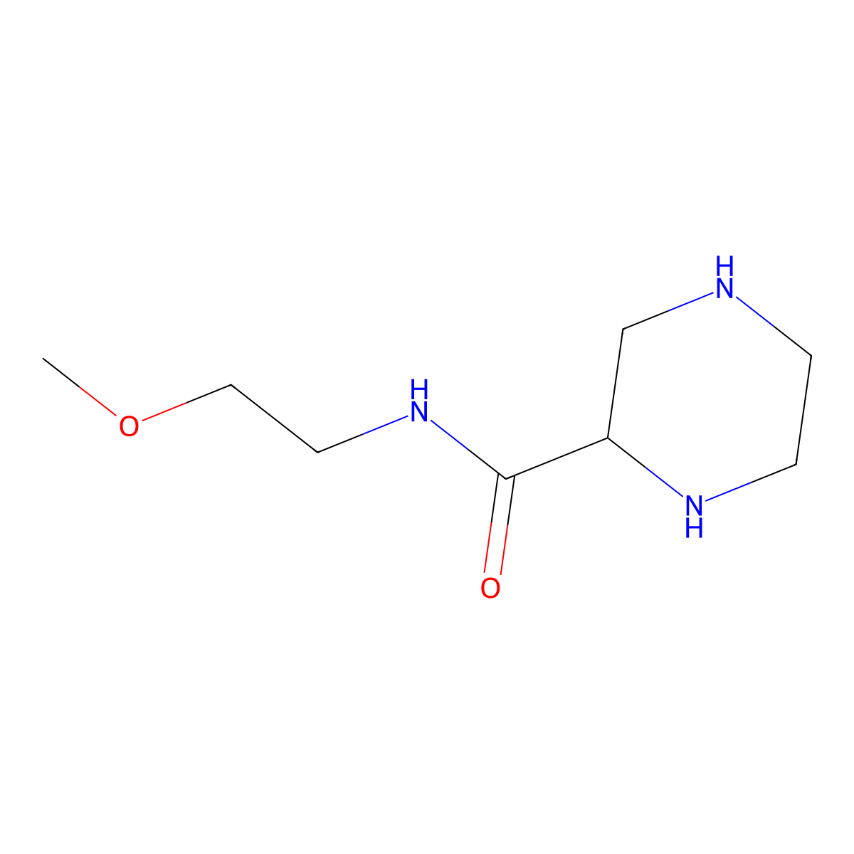 N-(2-methoxyethyl)piperazine-2-carboxamide molecular structure, CAS 1341762-25-1