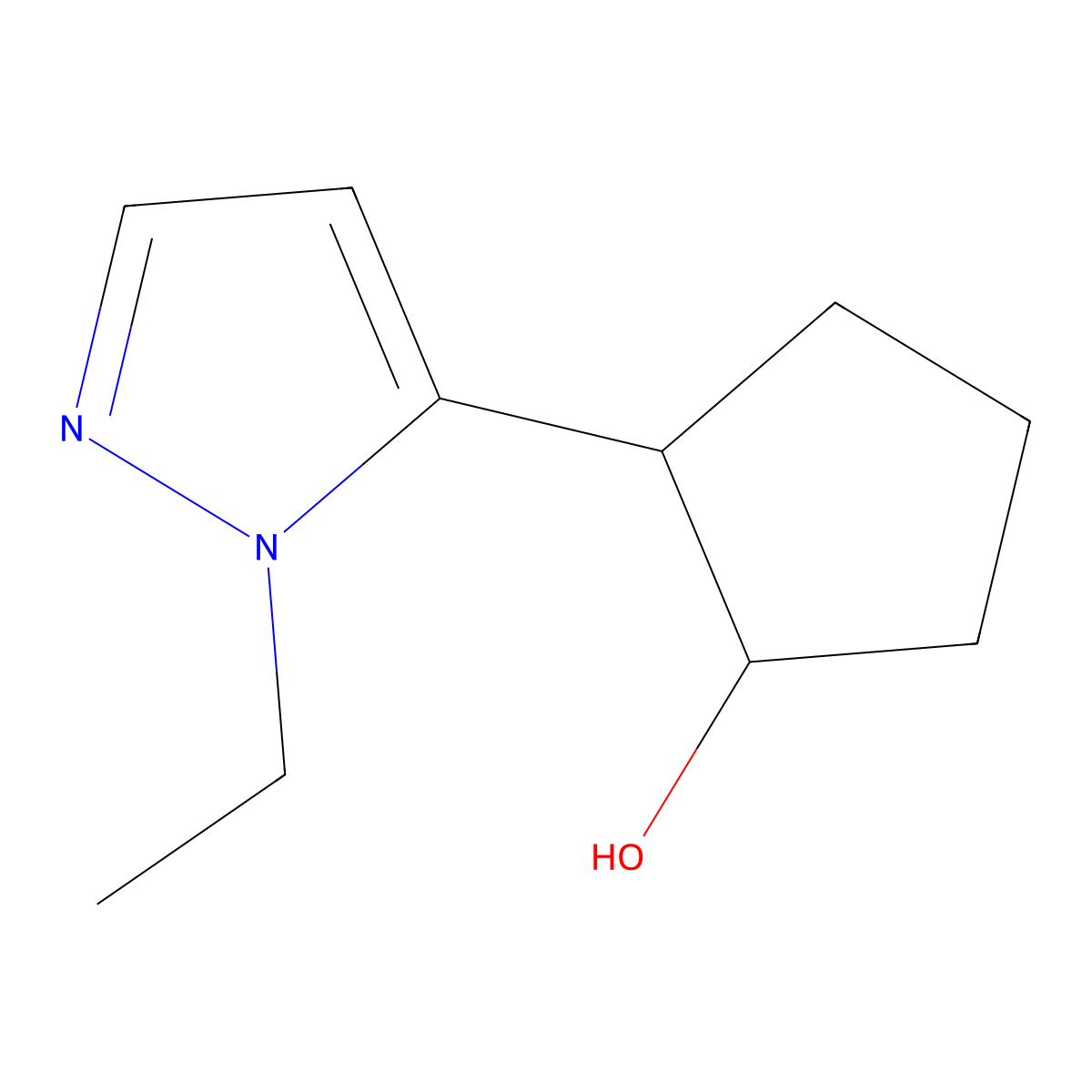 2-(1-Ethyl-1H-pyrazol-5-yl)cyclopentan-1-ol molecular structure, CAS 1341763-69-6