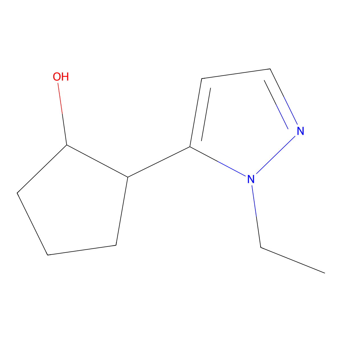 2-(1-Ethyl-1H-pyrazol-5-yl)cyclopentan-1-ol molecular structure, CAS 1341763-69-6