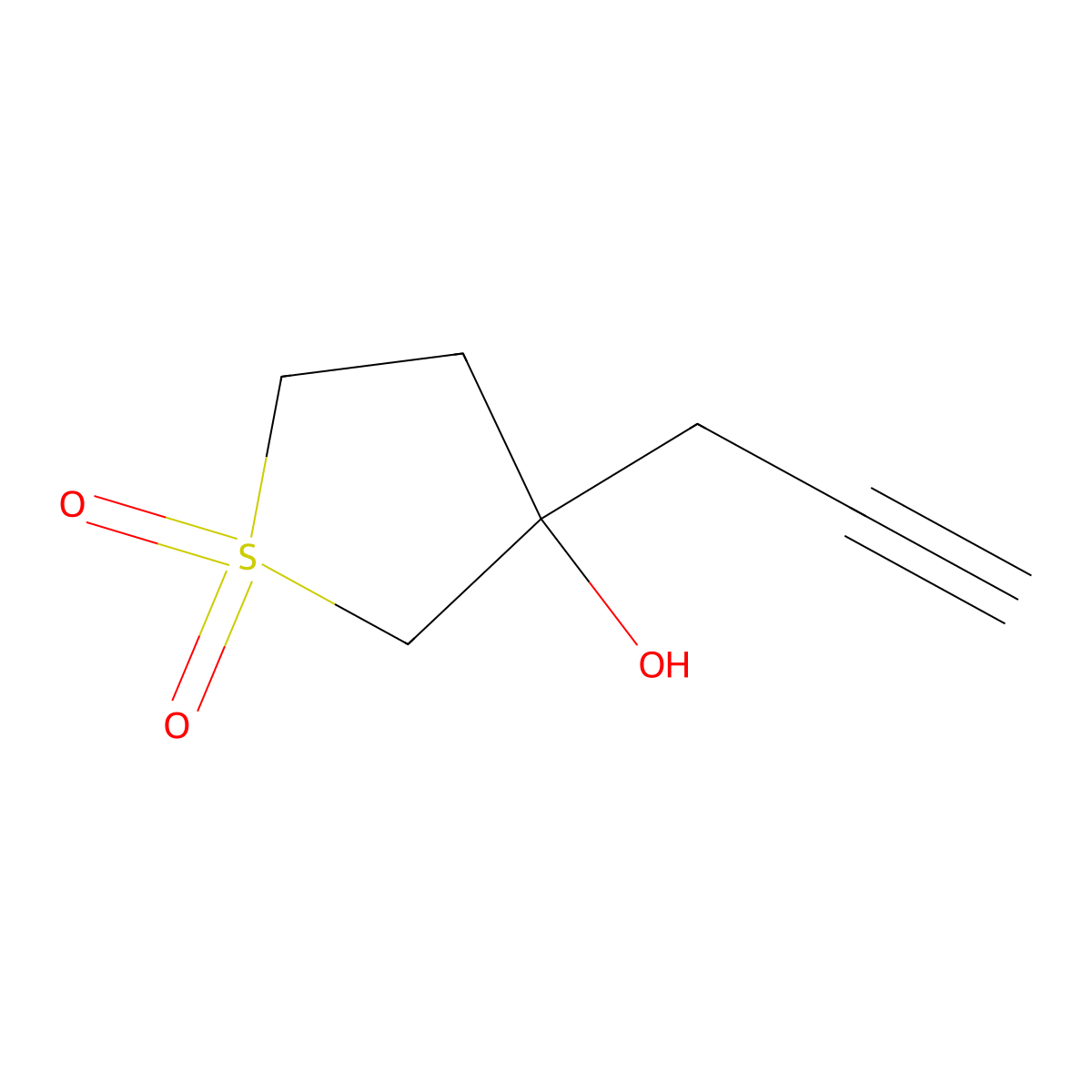 3-Hydroxy-3-(prop-2-yn-1-yl)-1lambda6-thiolane-1,1-dione molecular structure, CAS 1341763-73-2