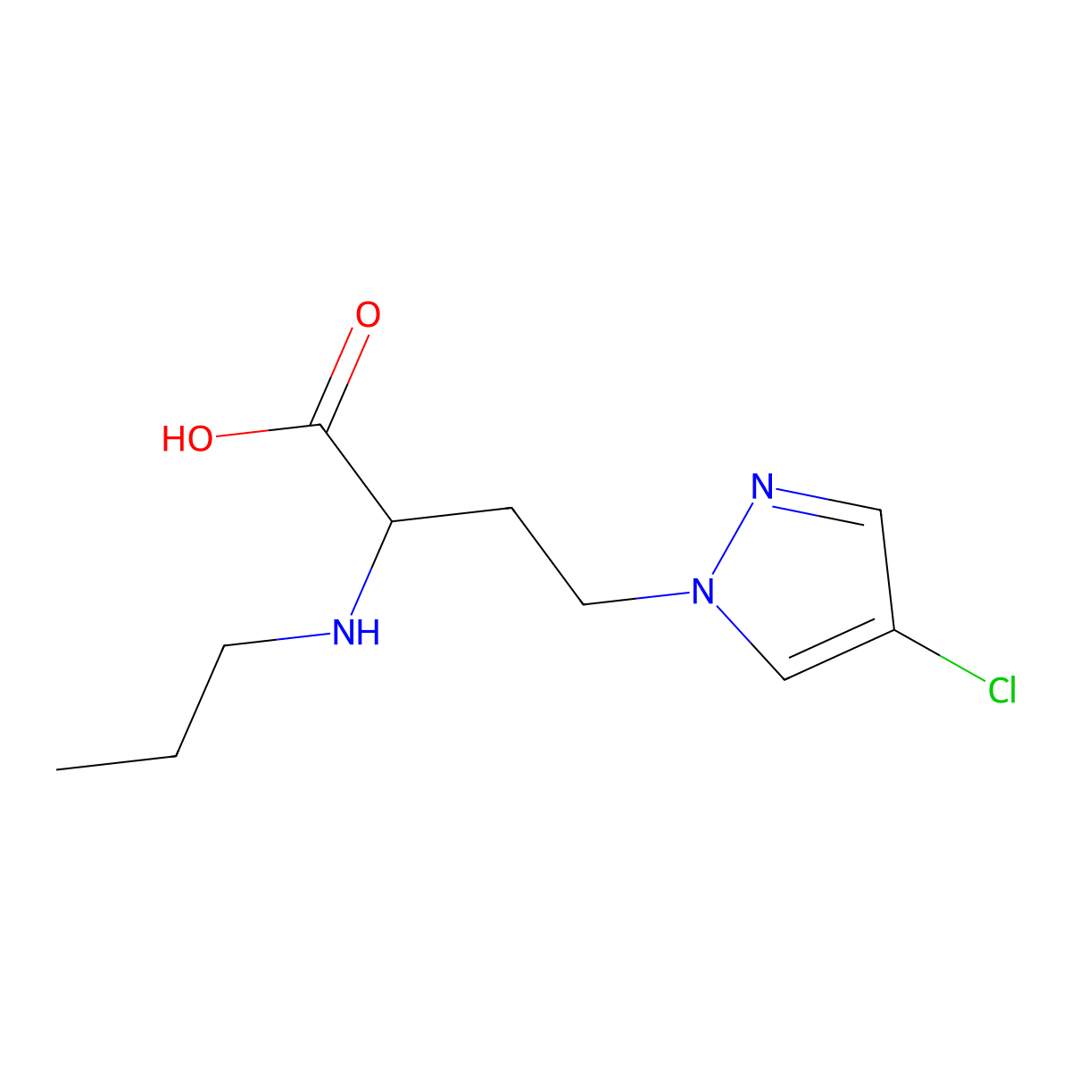 4-(4-Chloro-1h-pyrazol-1-yl)-2-(propylamino)butanoic acid molecular structure, CAS 1341764-17-7
