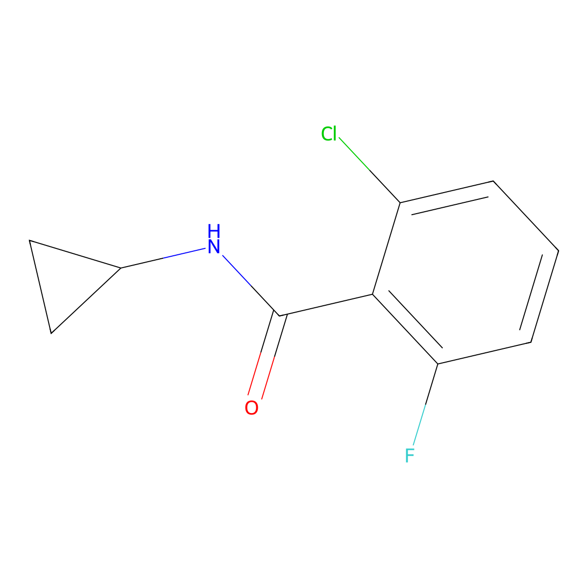 2-chloro-N-cyclopropyl-6-fluorobenzamide molecular structure, CAS 1341764-26-8