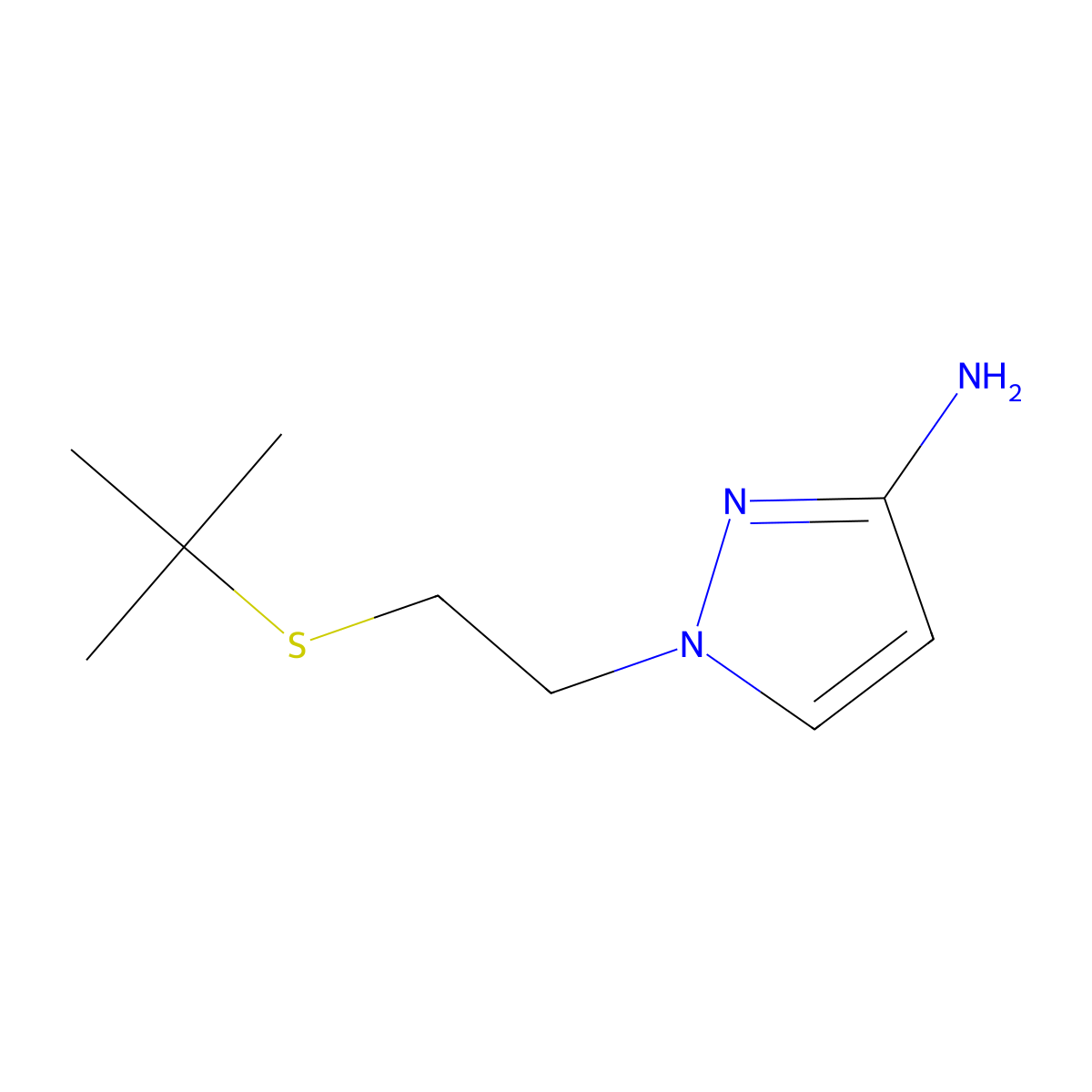 1-(2-(Tert-butylthio)ethyl)-1h-pyrazol-3-amine molecular structure, CAS 1341767-18-7