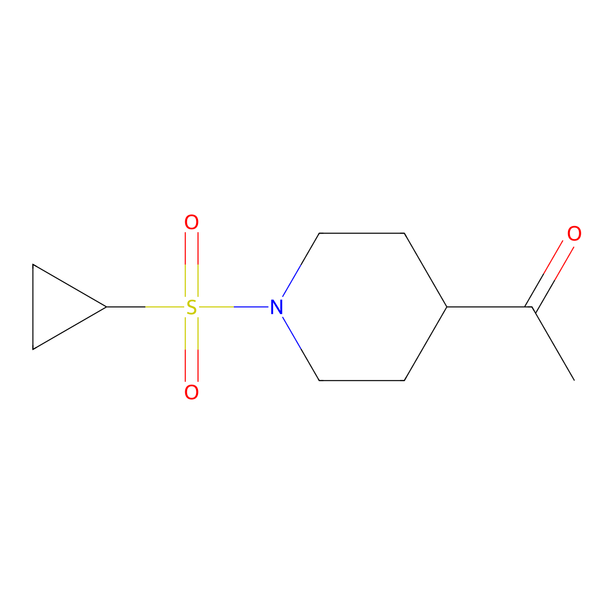 1-[1-(Cyclopropanesulfonyl)piperidin-4-yl]ethan-1-one molecular structure, CAS 1341769-60-5