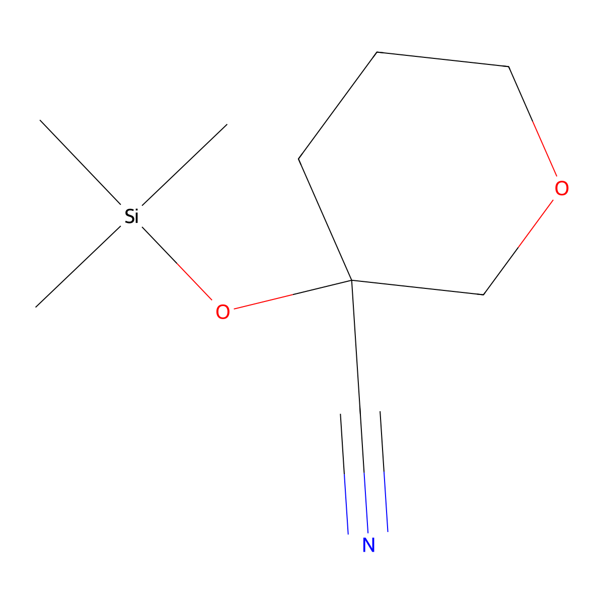 3-[(Trimethylsilyl)oxy]oxane-3-carbonitrile molecular structure, CAS 1341770-65-7