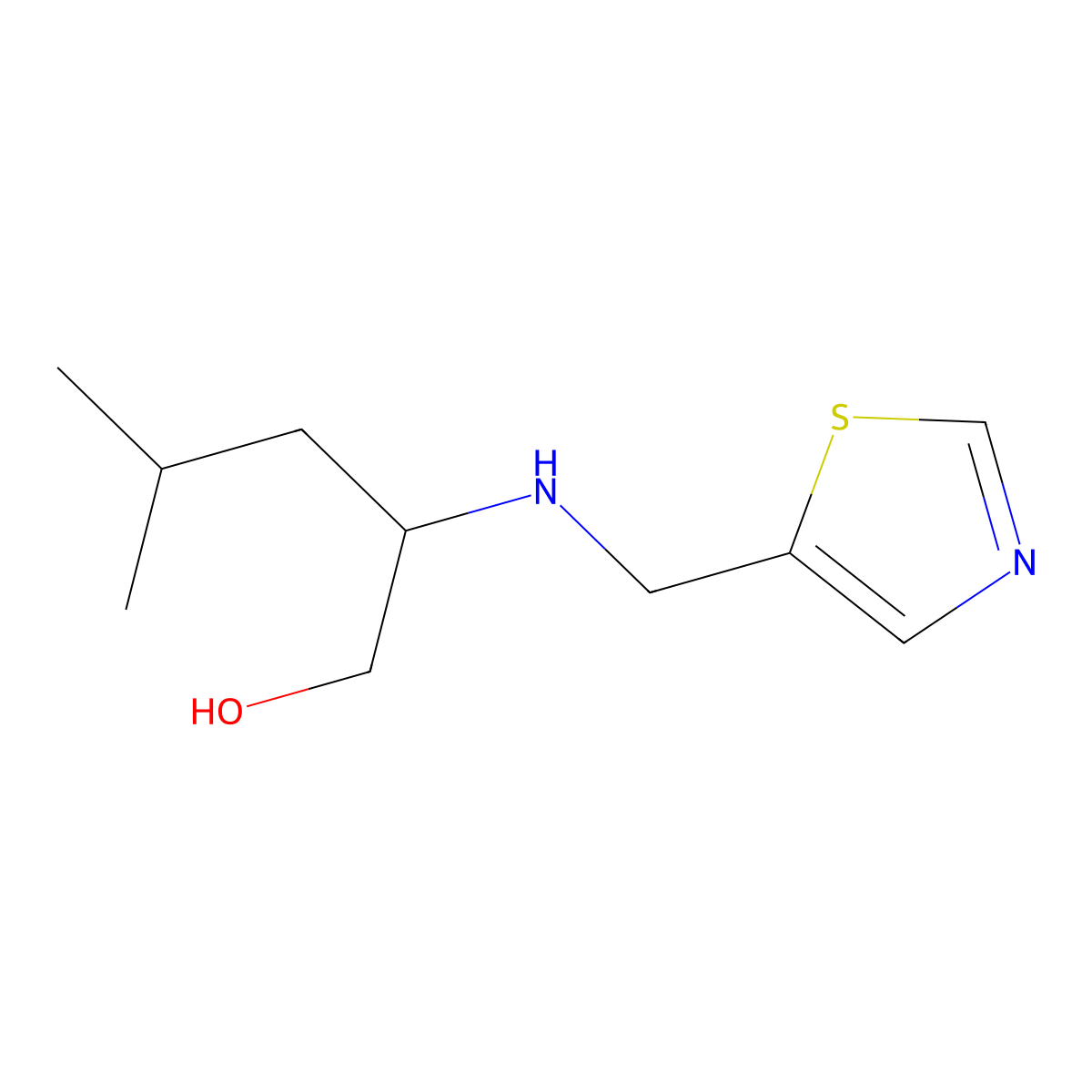 4-Methyl-2-((thiazol-5-ylmethyl)amino)pentan-1-ol molecular structure, CAS 1341772-61-9