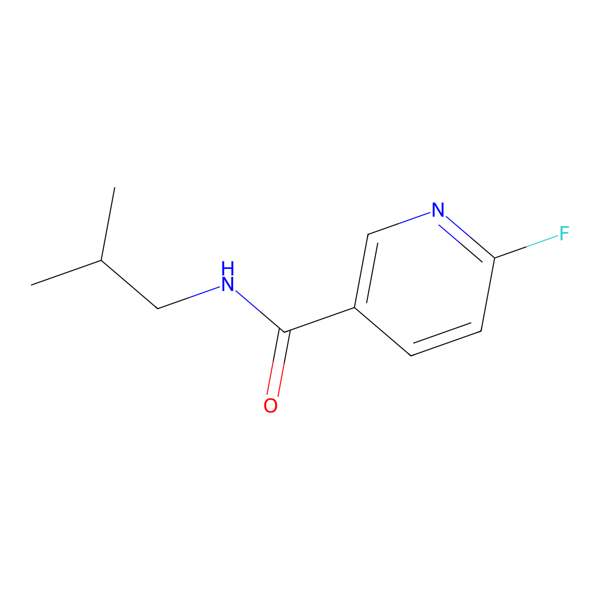 6-fluoro-N-(2-methylpropyl)pyridine-3-carboxamide molecular structure, CAS 1341773-18-9
