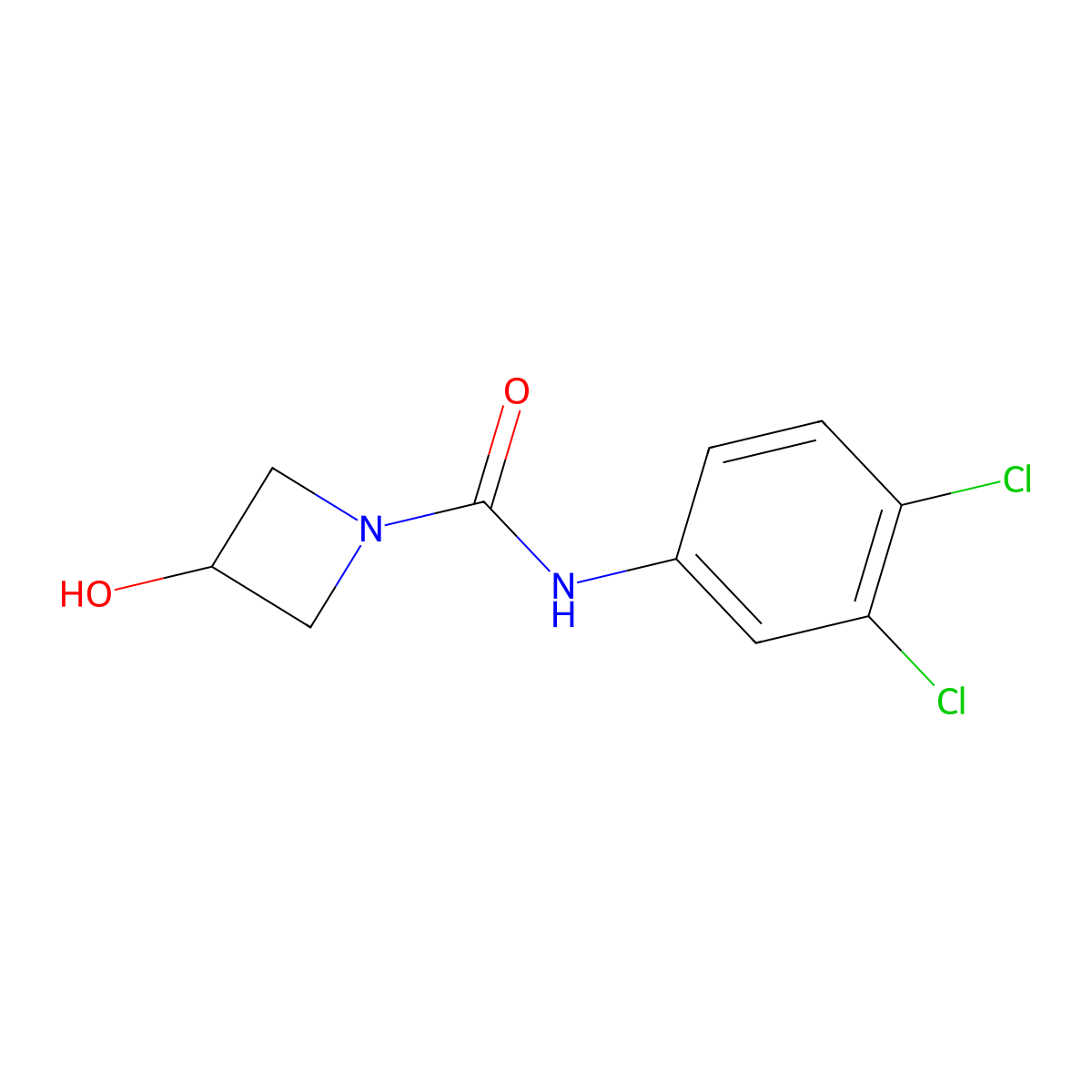 N-(3,4-dichlorophenyl)-3-hydroxyazetidine-1-carboxamide molecular structure, CAS 1341781-04-1