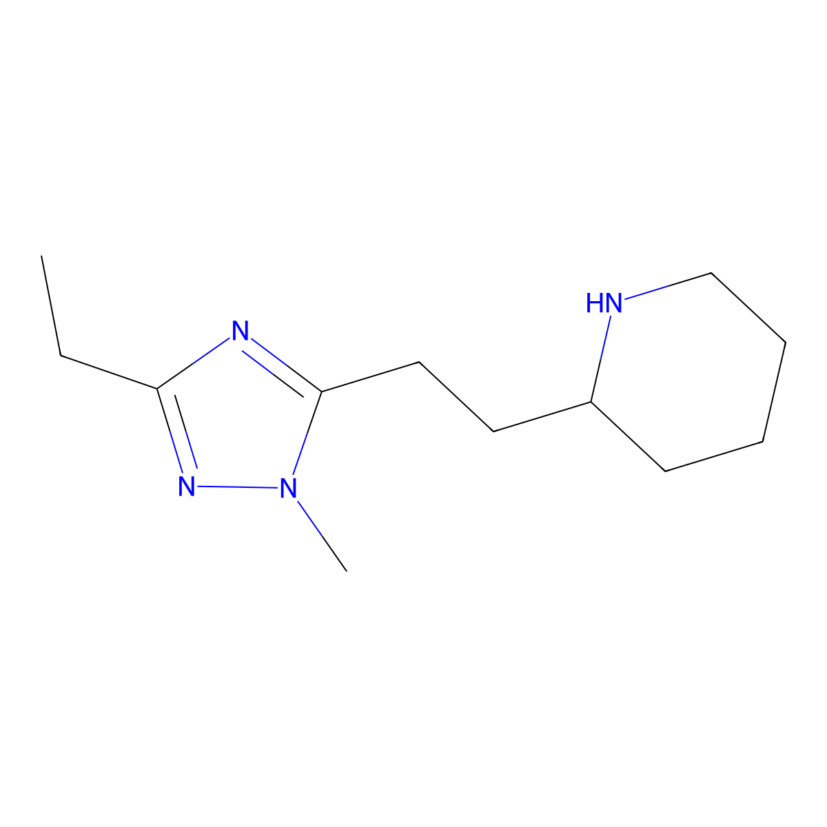 2-(2-(3-Ethyl-1-methyl-1h-1,2,4-triazol-5-yl)ethyl)piperidine molecular structure, CAS 1341783-07-0