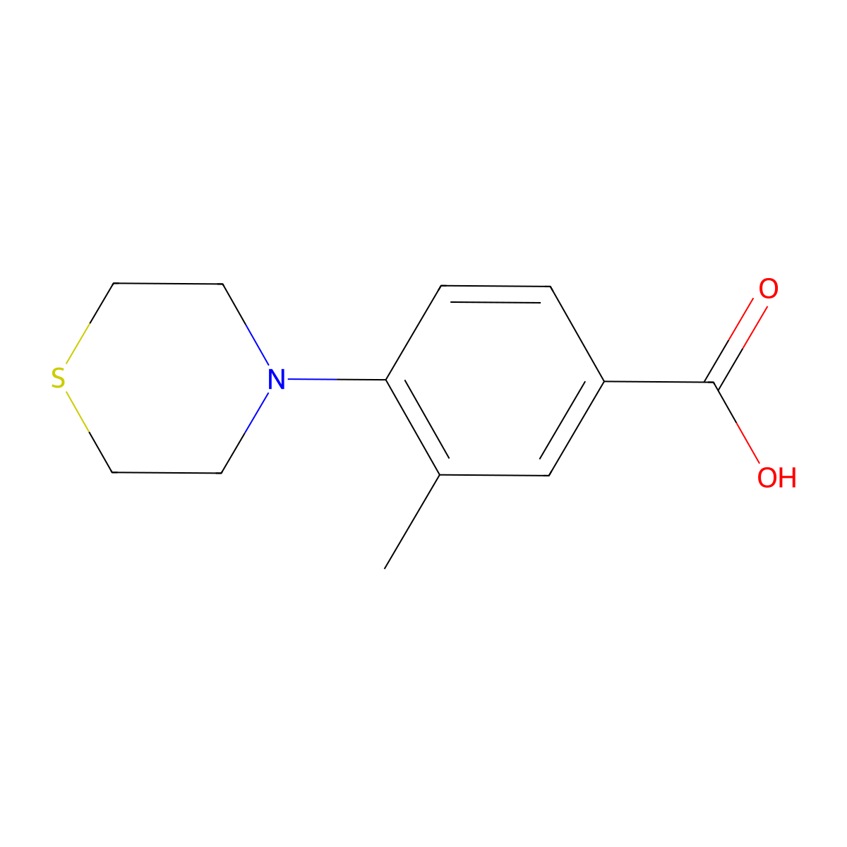 3-Methyl-4-(thiomorpholin-4-yl)benzoic acid molecular structure, CAS 1341783-77-4