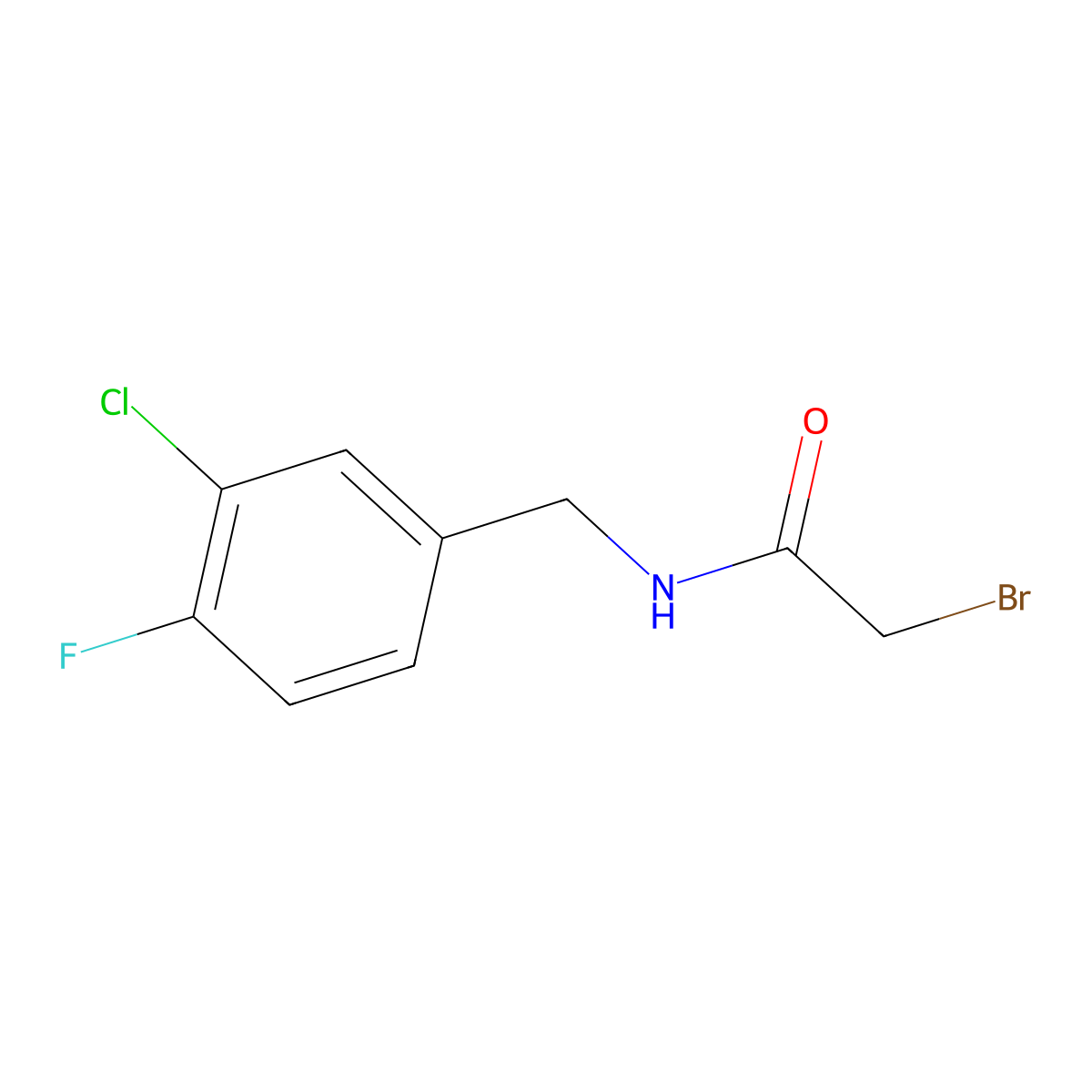 2-Bromo-n-(3-chloro-4-fluorobenzyl)acetamide molecular structure, CAS 1341784-72-2