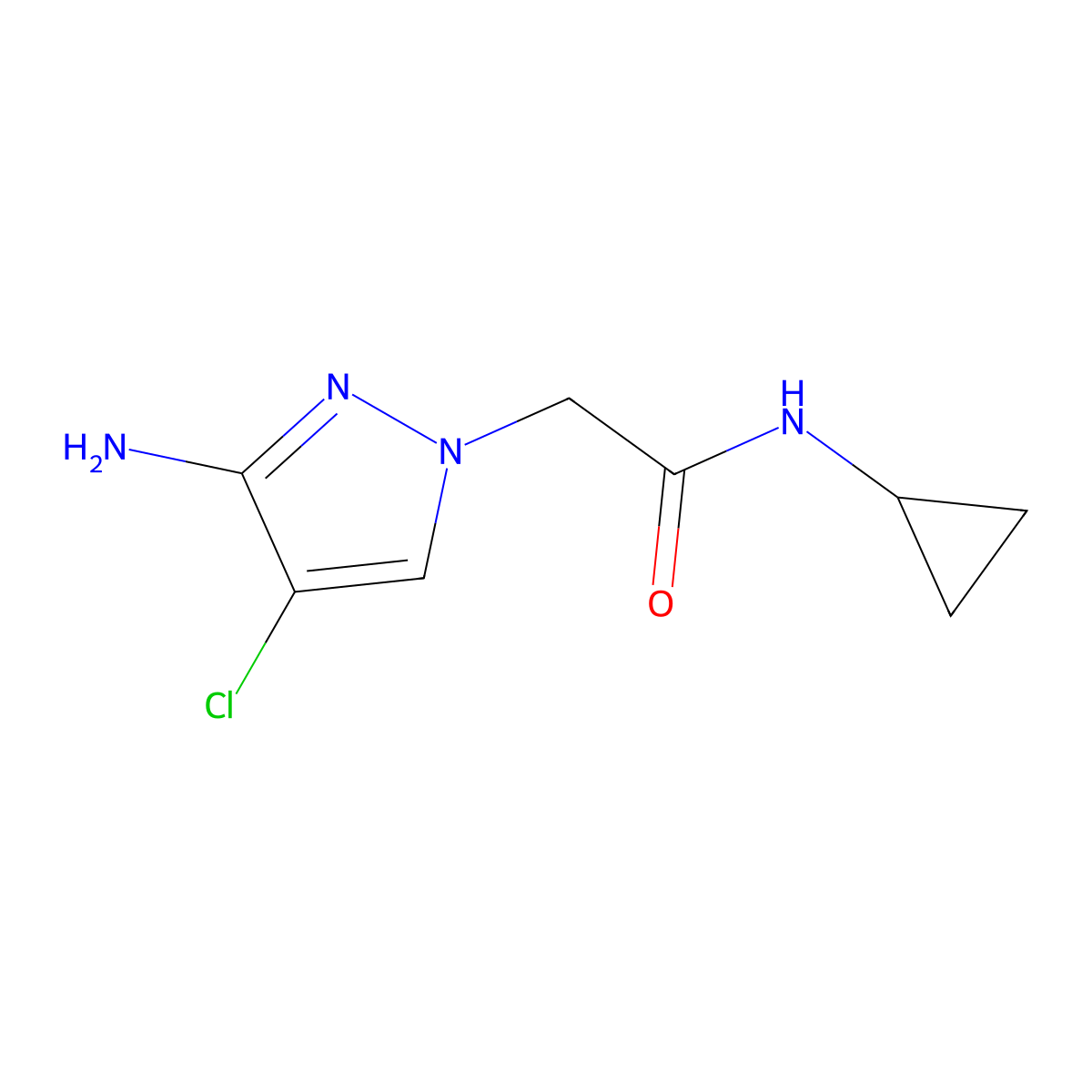 2-(3-amino-4-chloro-1H-pyrazol-1-yl)-N-cyclopropylacetamide molecular structure, CAS 1341785-14-5