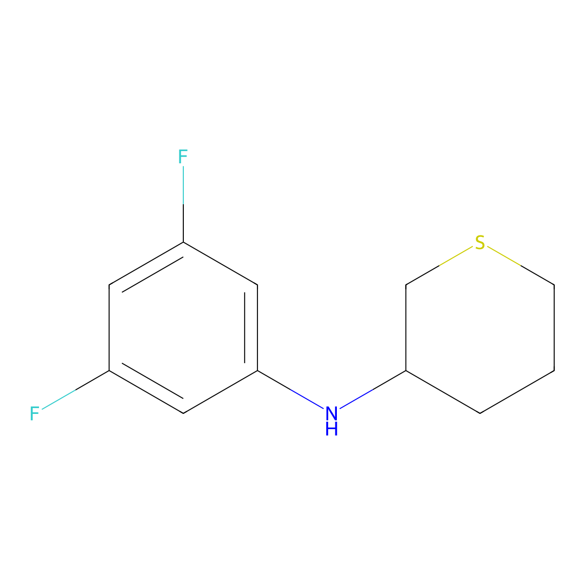 N-(3,5-difluorophenyl)thian-3-amine molecular structure, CAS 1341786-76-2
