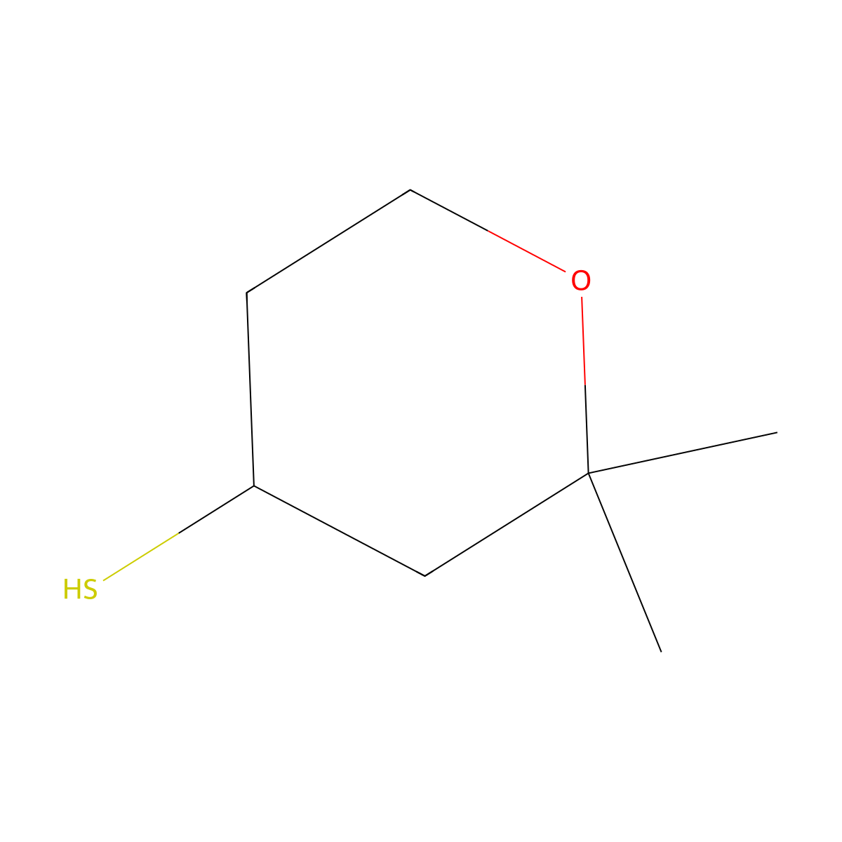 2,2-Dimethyloxane-4-thiol molecular structure, CAS 1341786-89-7