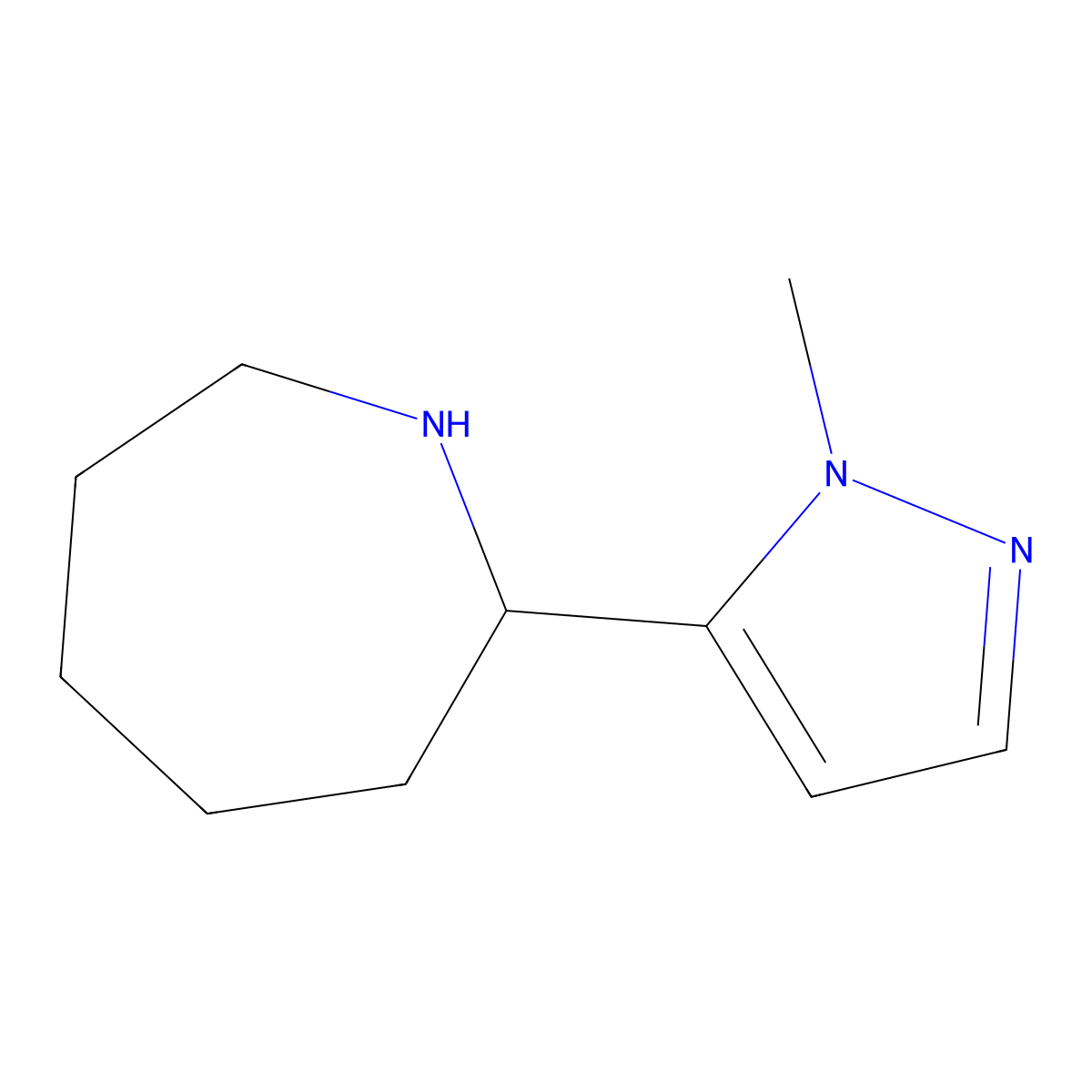 2-(1-Methyl-1H-pyrazol-5-yl)azepane molecular structure, CAS 1341789-06-7