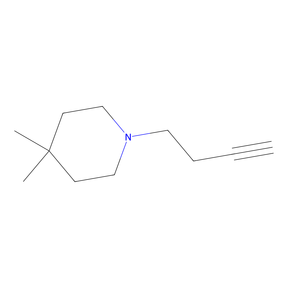 1-(But-3-yn-1-yl)-4,4-dimethylpiperidine molecular structure, CAS 1341789-86-3