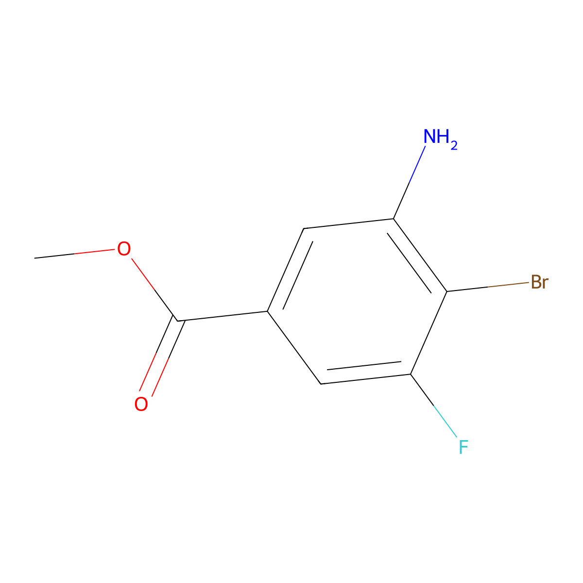 Methyl 3-amino-4-bromo-5-fluorobenzoate molecular structure, CAS 1341790-19-9