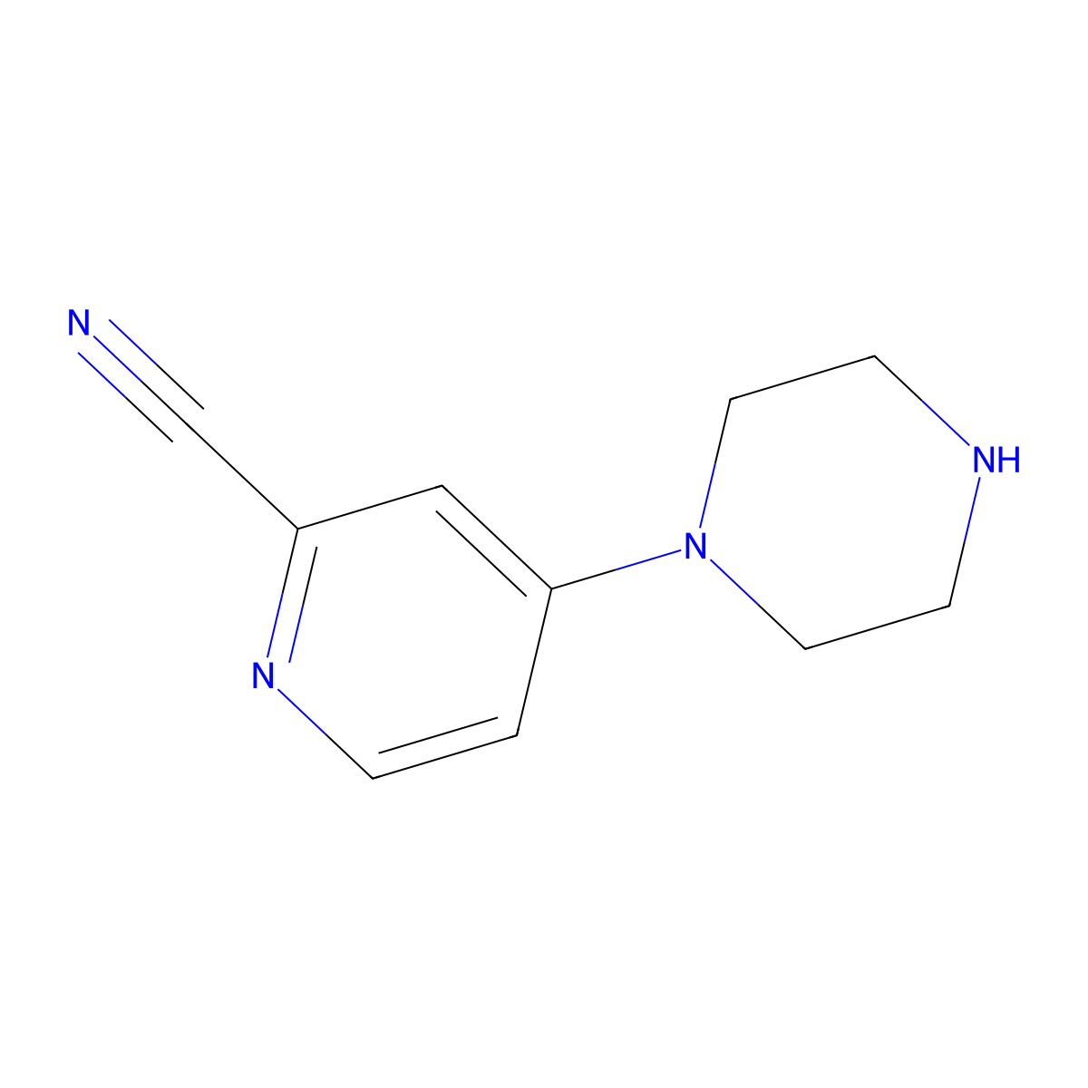 4-(Piperazin-1-yl)pyridine-2-carbonitrile molecular structure, CAS 1341792-17-3
