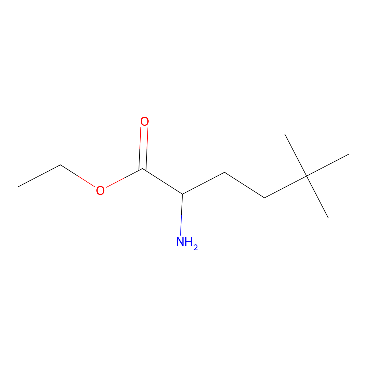 Ethyl 2-amino-5,5-dimethylhexanoate molecular structure, CAS 1341792-94-6