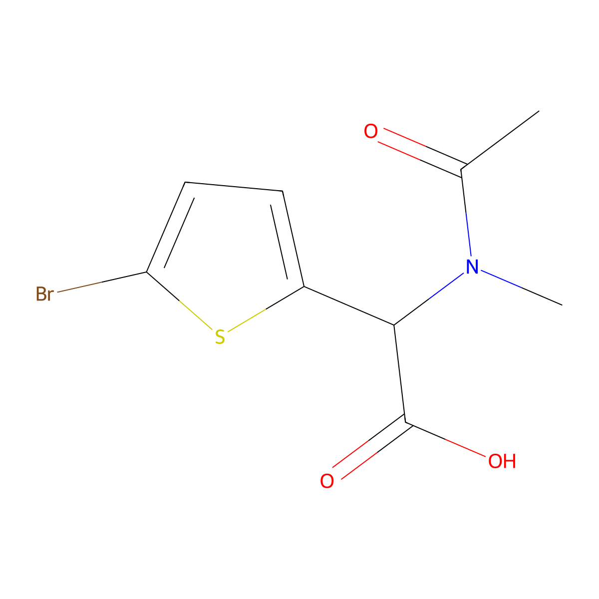 2-(5-bromothiophen-2-yl)-2-(N-methylacetamido)acetic acid molecular structure, CAS 1341793-05-2
