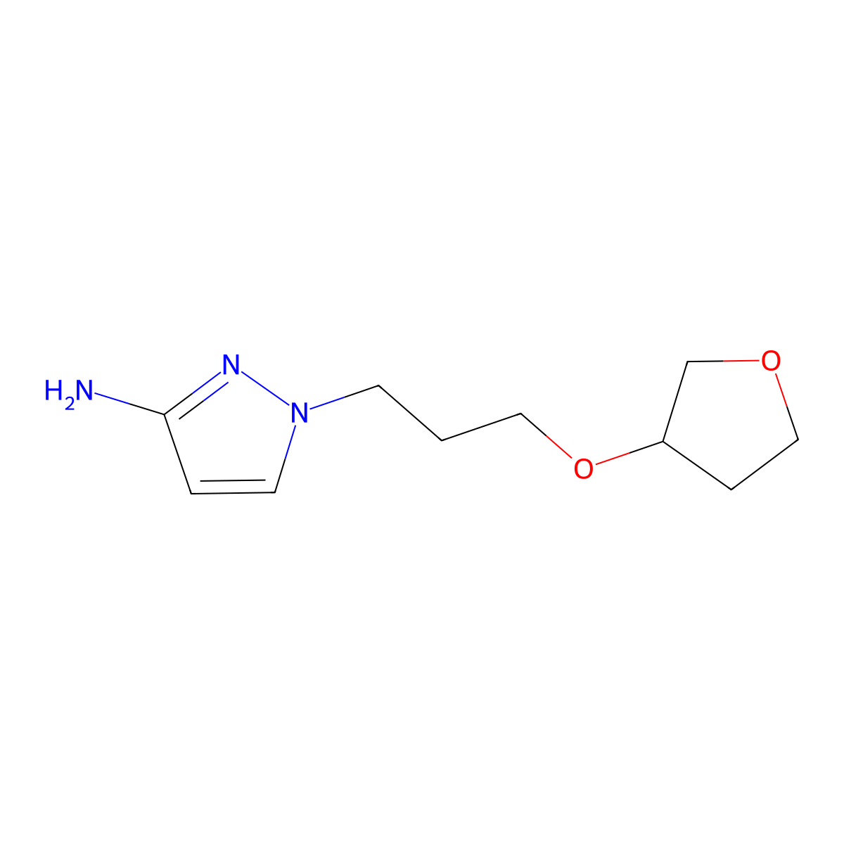 1-(3-((Tetrahydrofuran-3-yl)oxy)propyl)-1h-pyrazol-3-amine molecular structure, CAS 1341793-62-1