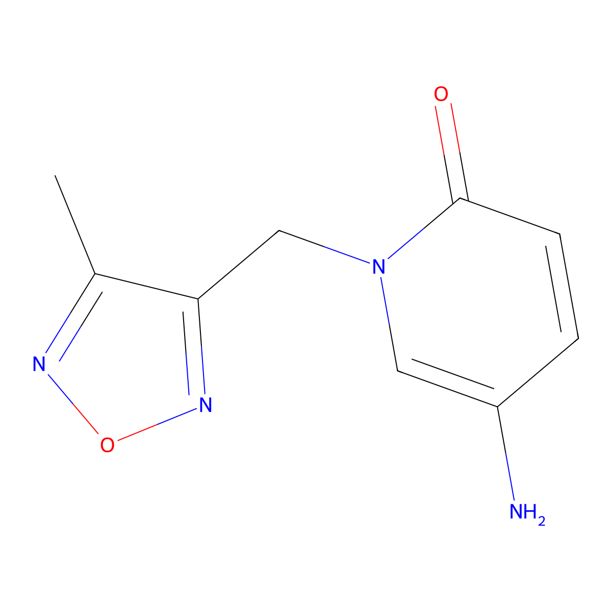 5-Amino-1-((4-methyl-1,2,5-oxadiazol-3-yl)methyl)pyridin-2(1h)-one molecular structure, CAS 1341793-74-5