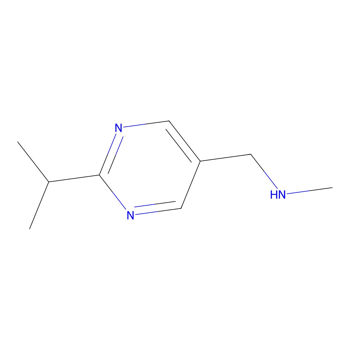 Methyl({[2-(propan-2-yl)pyrimidin-5-yl]methyl})amine molecular structure, CAS 1341799-64-1