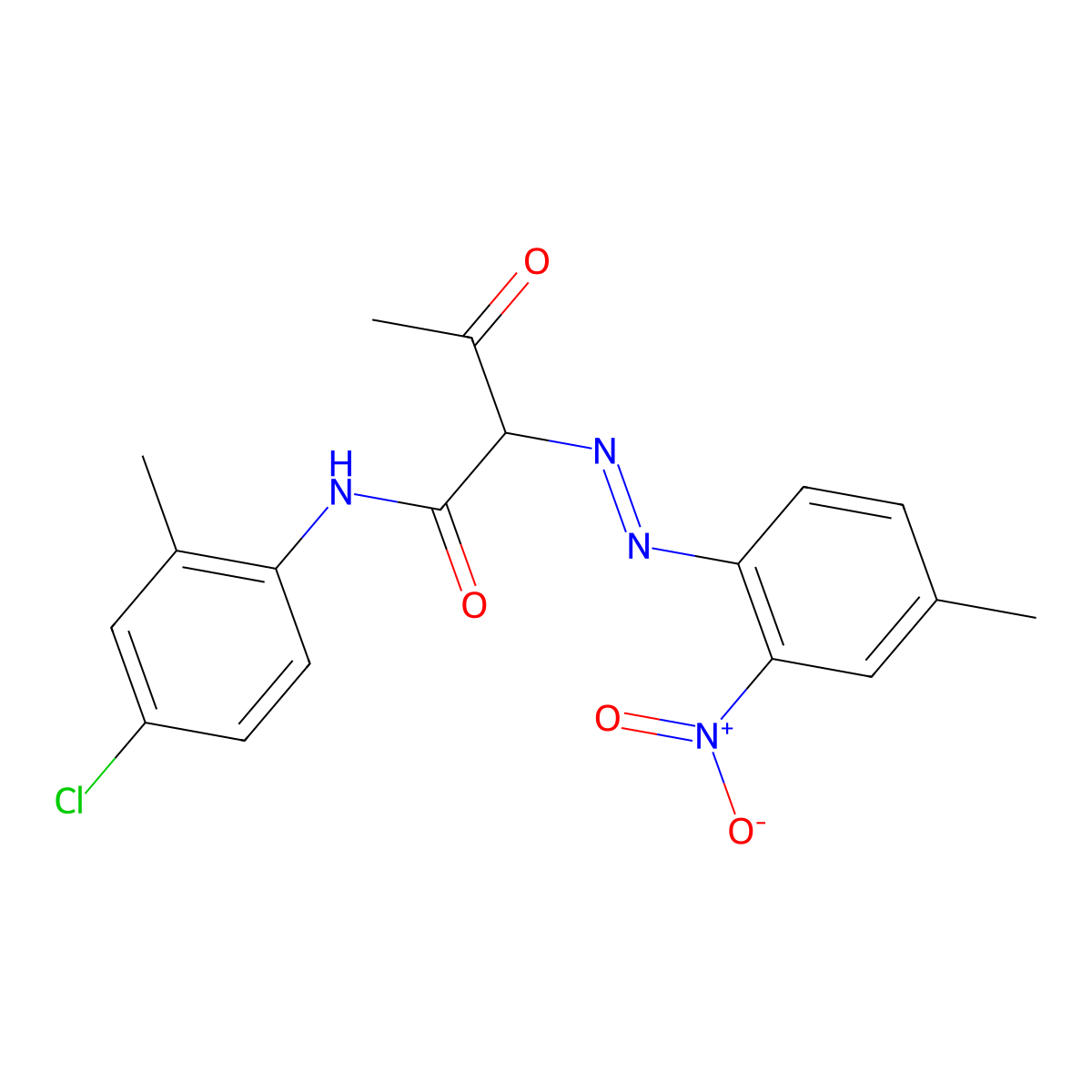N-(4-Chloro-o-tolyl)-2-((4-methyl-2-nitrophenyl)azo)-3-oxobutyramide molecular structure, CAS 13418-35-4