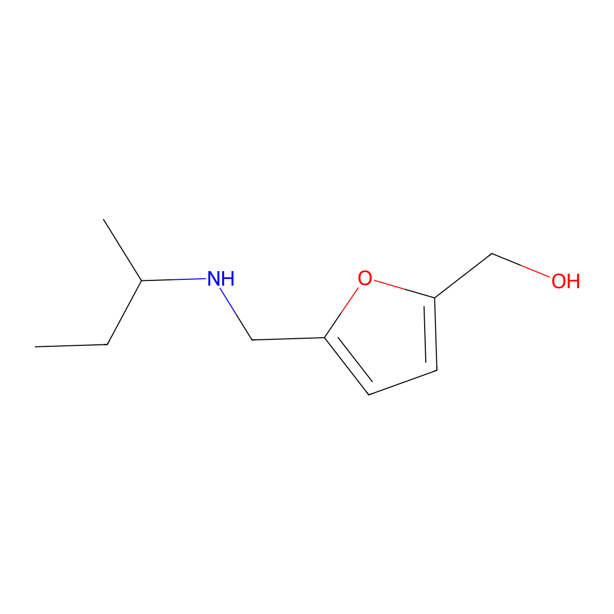 (5-{[(Butan-2-yl)amino]methyl}furan-2-yl)methanol molecular structure, CAS 1341800-03-0