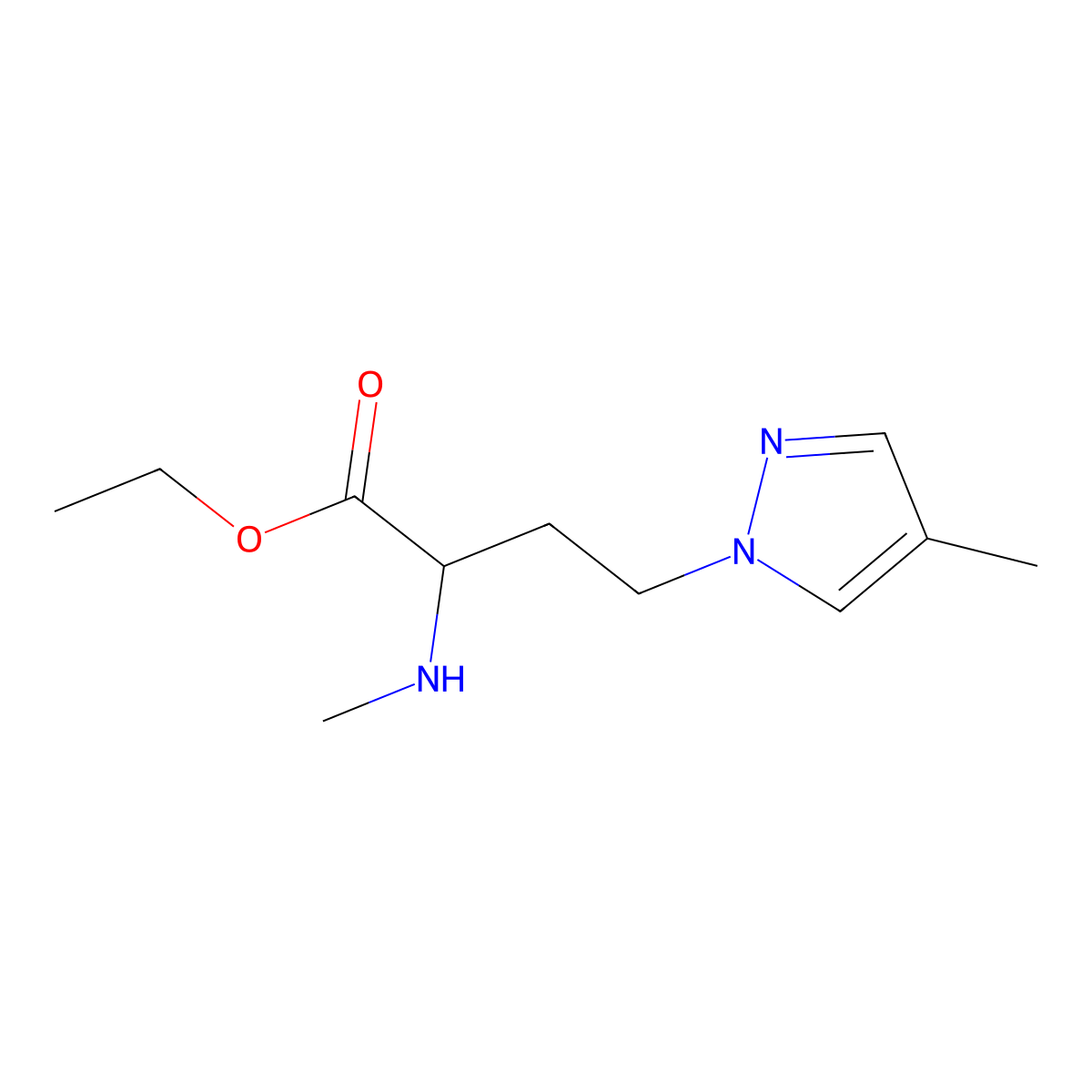 Ethyl 4-(4-methyl-1h-pyrazol-1-yl)-2-(methylamino)butanoate molecular structure, CAS 1341801-66-8