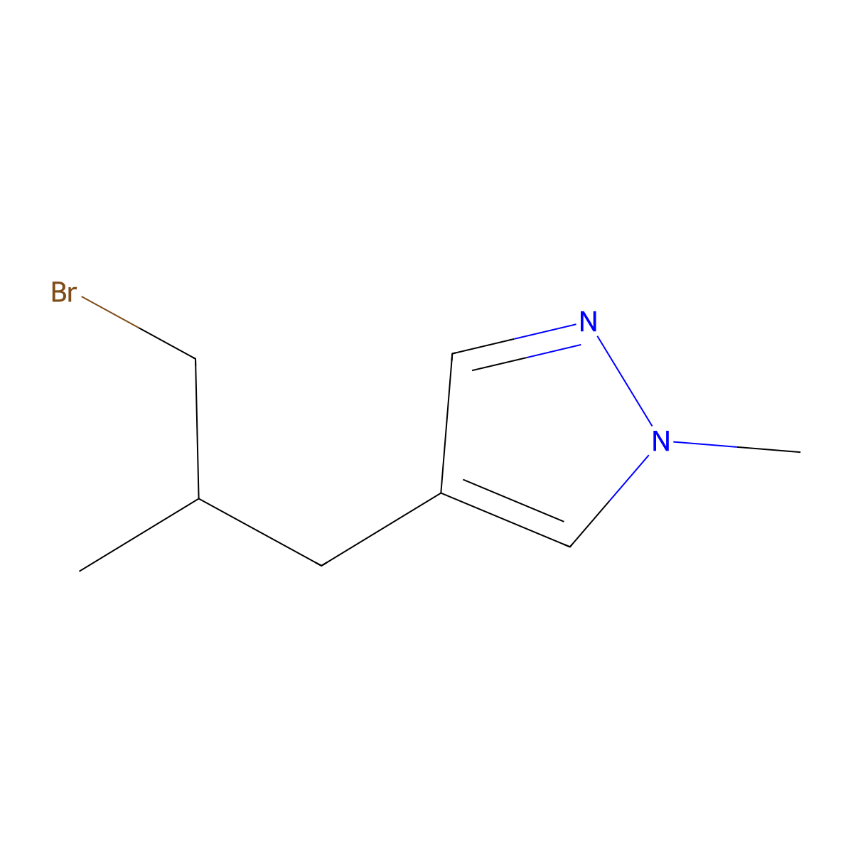 4-(3-bromo-2-methylpropyl)-1-methyl-1H-pyrazole molecular structure, CAS 1341810-24-9