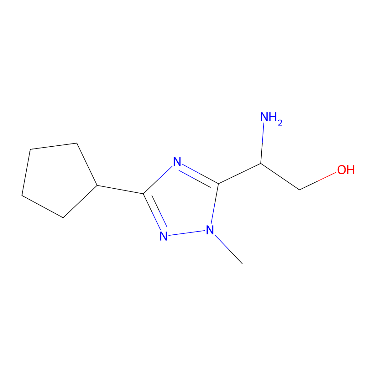 2-Amino-2-(3-cyclopentyl-1-methyl-1h-1,2,4-triazol-5-yl)ethan-1-ol molecular structure, CAS 1341814-82-1
