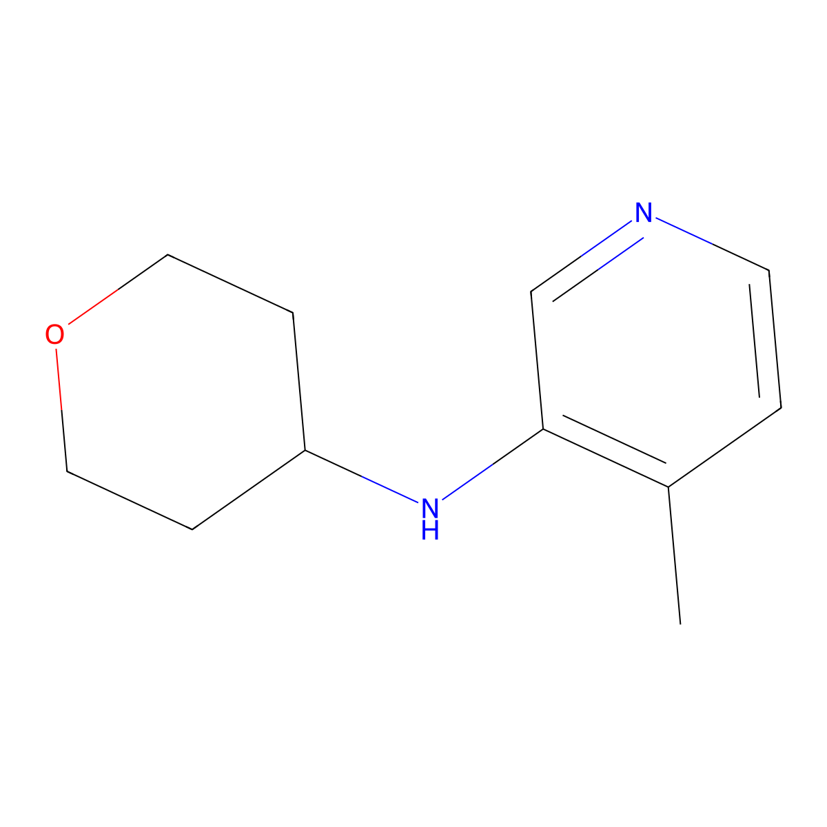 4-methyl-N-(oxan-4-yl)pyridin-3-amine molecular structure, CAS 1341820-19-6