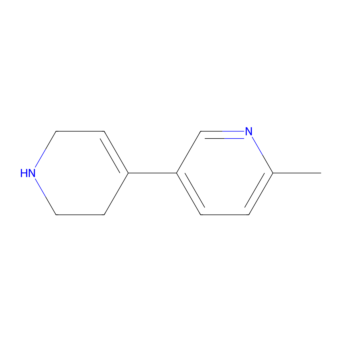 2-Methyl-5-(1,2,3,6-tetrahydropyridin-4-yl)pyridine molecular structure, CAS 1341820-64-1
