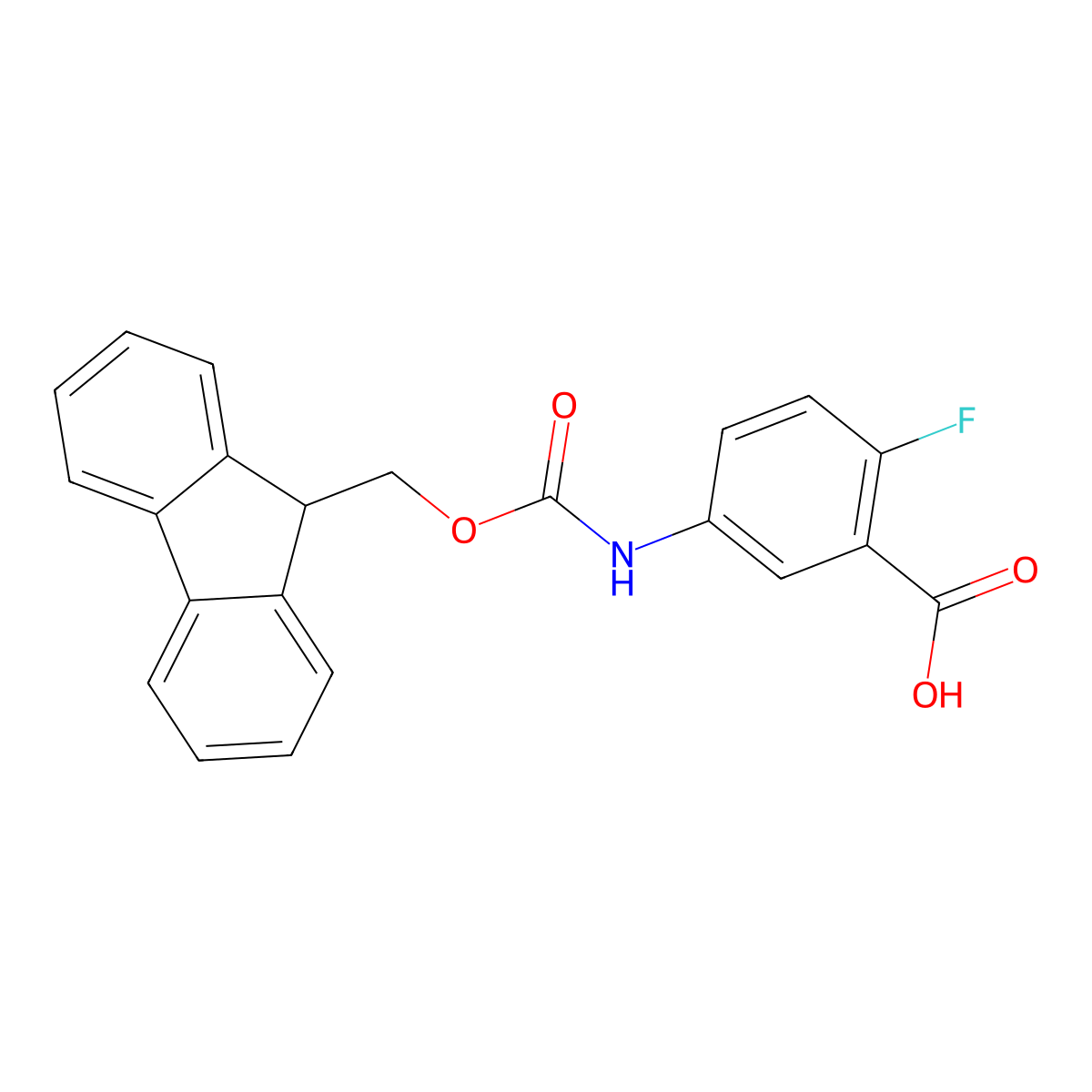 5-{[(9H-fluoren-9-ylmethoxy)carbonyl]amino}-2-fluorobenzoic acid molecular structure, CAS 1341822-36-3