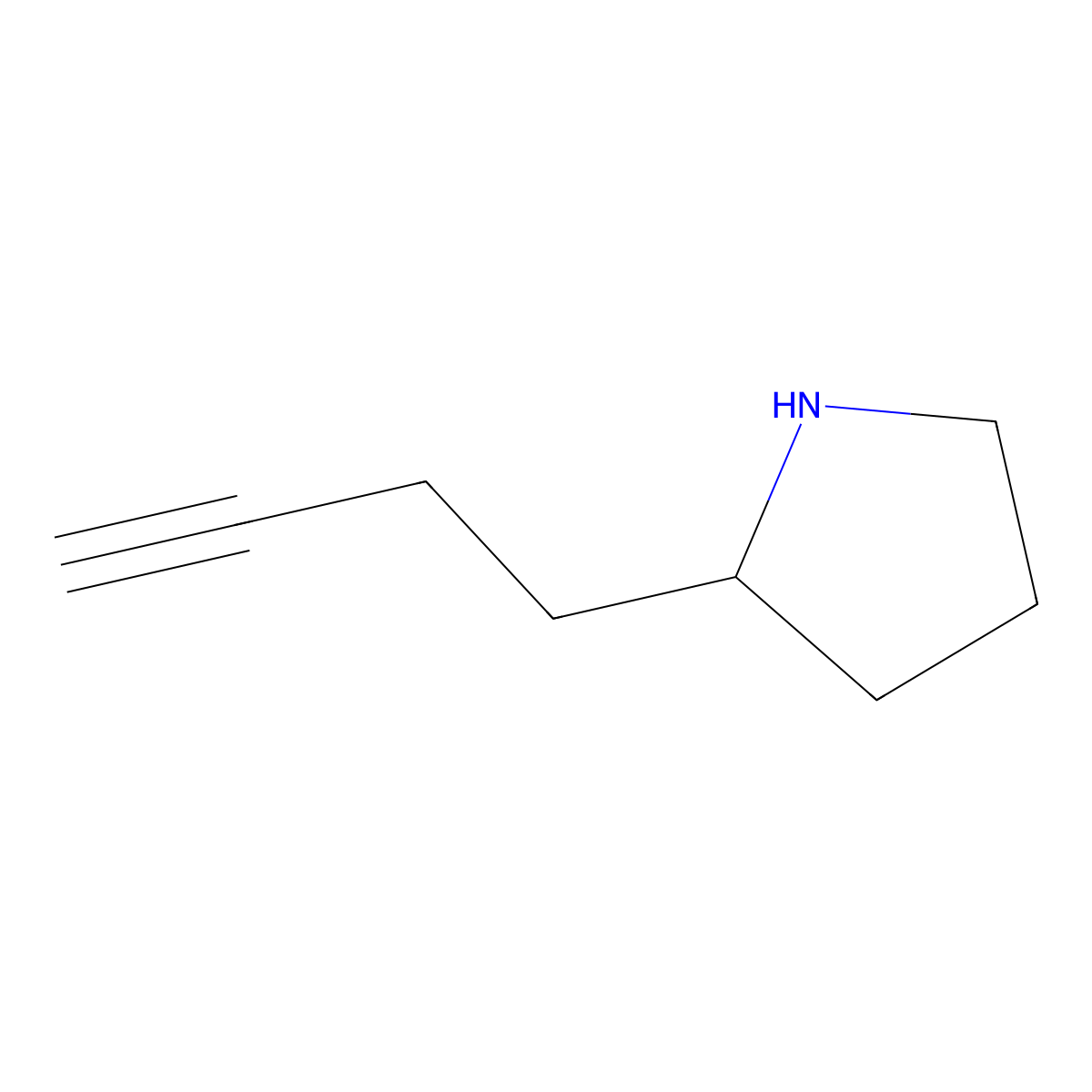2-(But-3-yn-1-yl)pyrrolidine molecular structure, CAS 1341822-55-6