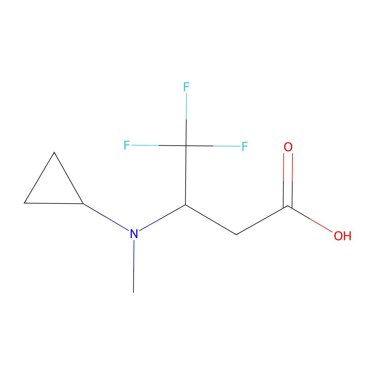 3-[Cyclopropyl(methyl)amino]-4,4,4-trifluorobutanoic acid molecular structure, CAS 1341824-98-3