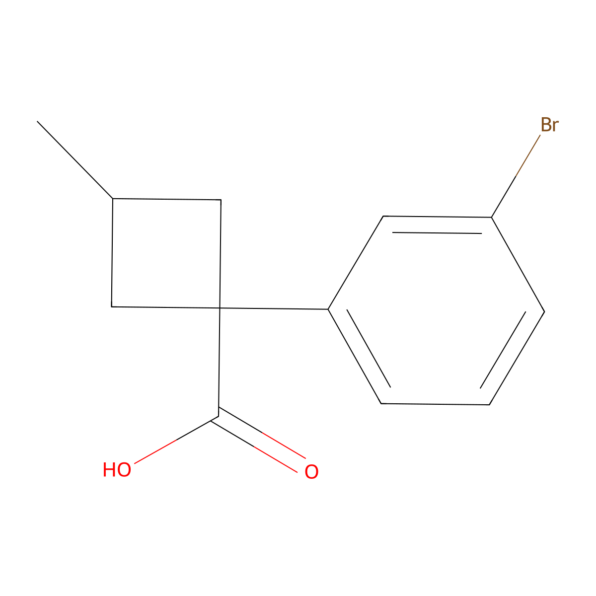 1-(3-Bromophenyl)-3-methylcyclobutane-1-carboxylic acid molecular structure, CAS 1341825-97-5