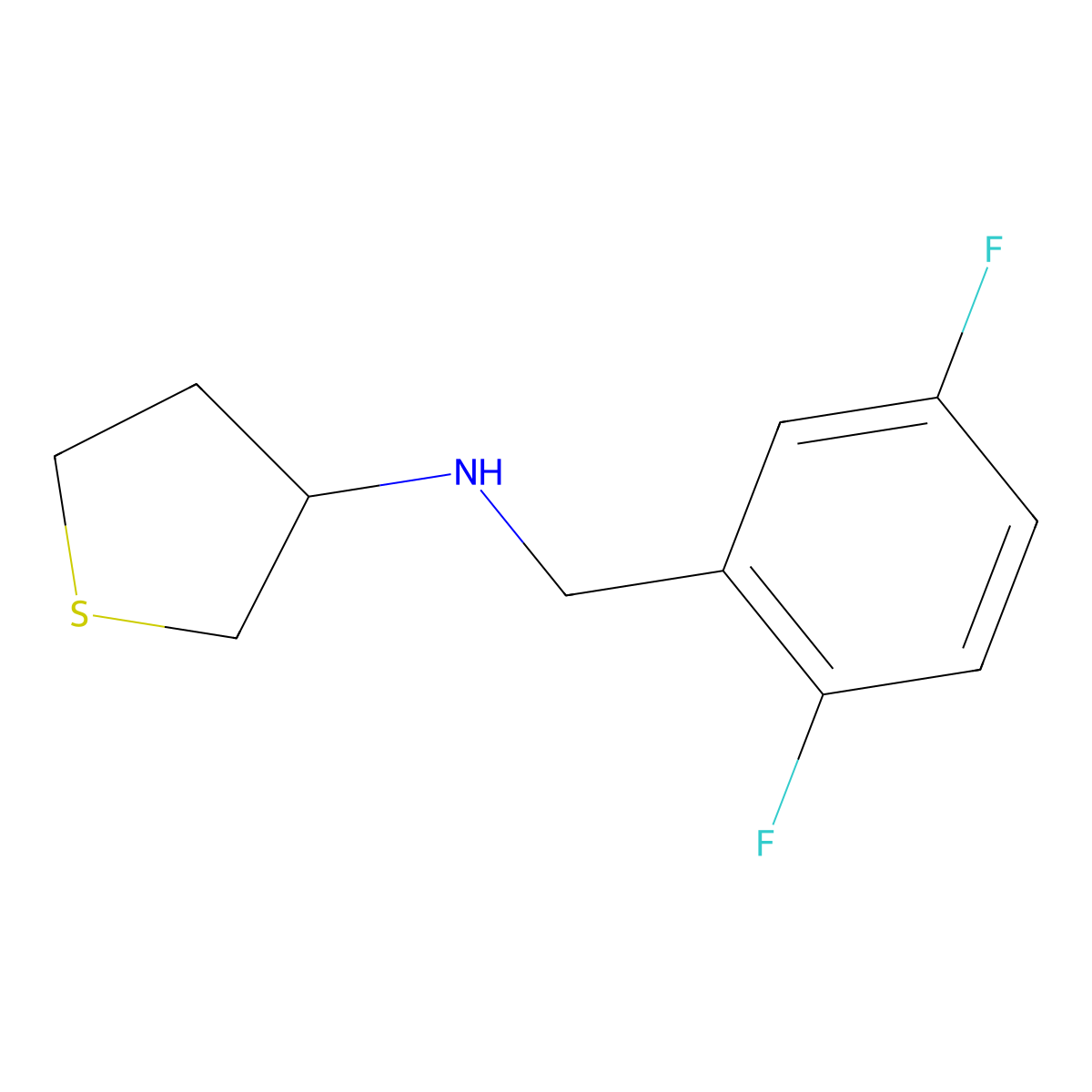 N-[(2,5-difluorophenyl)methyl]thiolan-3-amine molecular structure, CAS 1341829-88-6