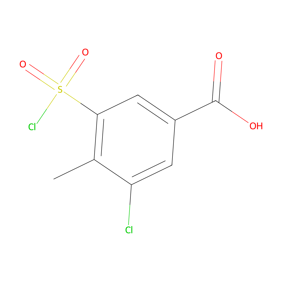3-Chloro-5-(chlorosulfonyl)-4-methylbenzoic acid molecular structure, CAS 1341830-84-9
