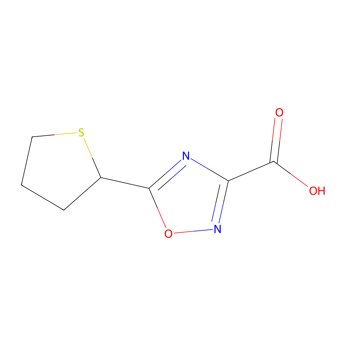 5-(Thiolan-2-yl)-1,2,4-oxadiazole-3-carboxylic acid molecular structure, CAS 1341832-45-8