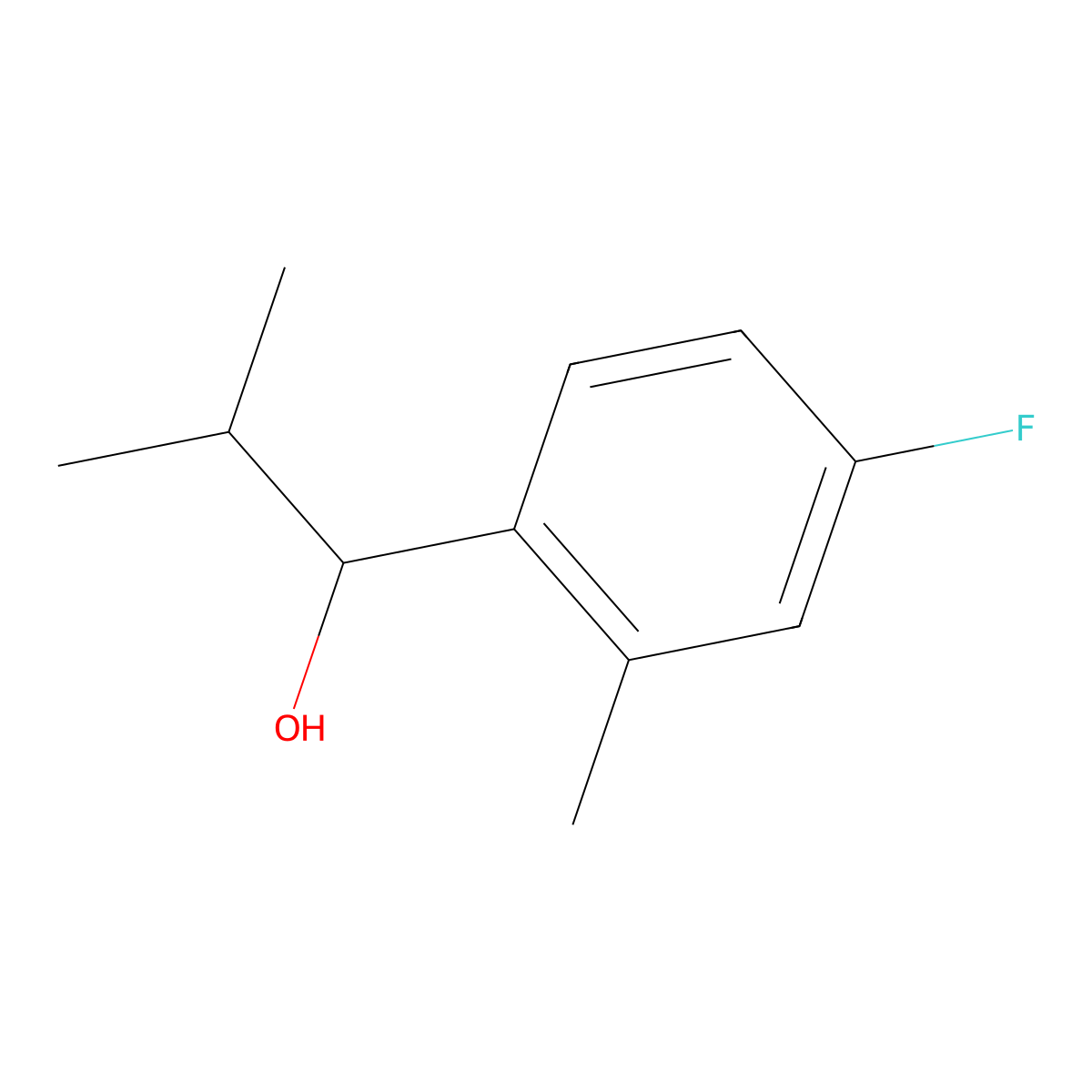 1-(4-Fluoro-2-methylphenyl)-2-methylpropan-1-ol molecular structure, CAS 1341833-67-7