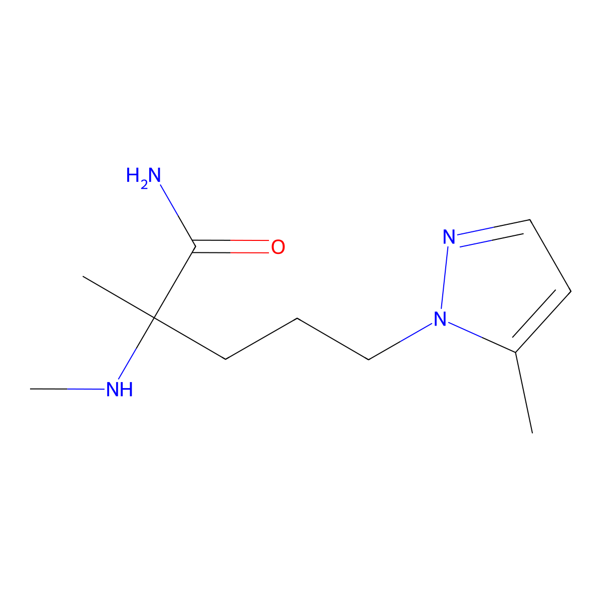 2-Methyl-5-(5-methyl-1h-pyrazol-1-yl)-2-(methylamino)pentanamide molecular structure, CAS 1341834-36-3