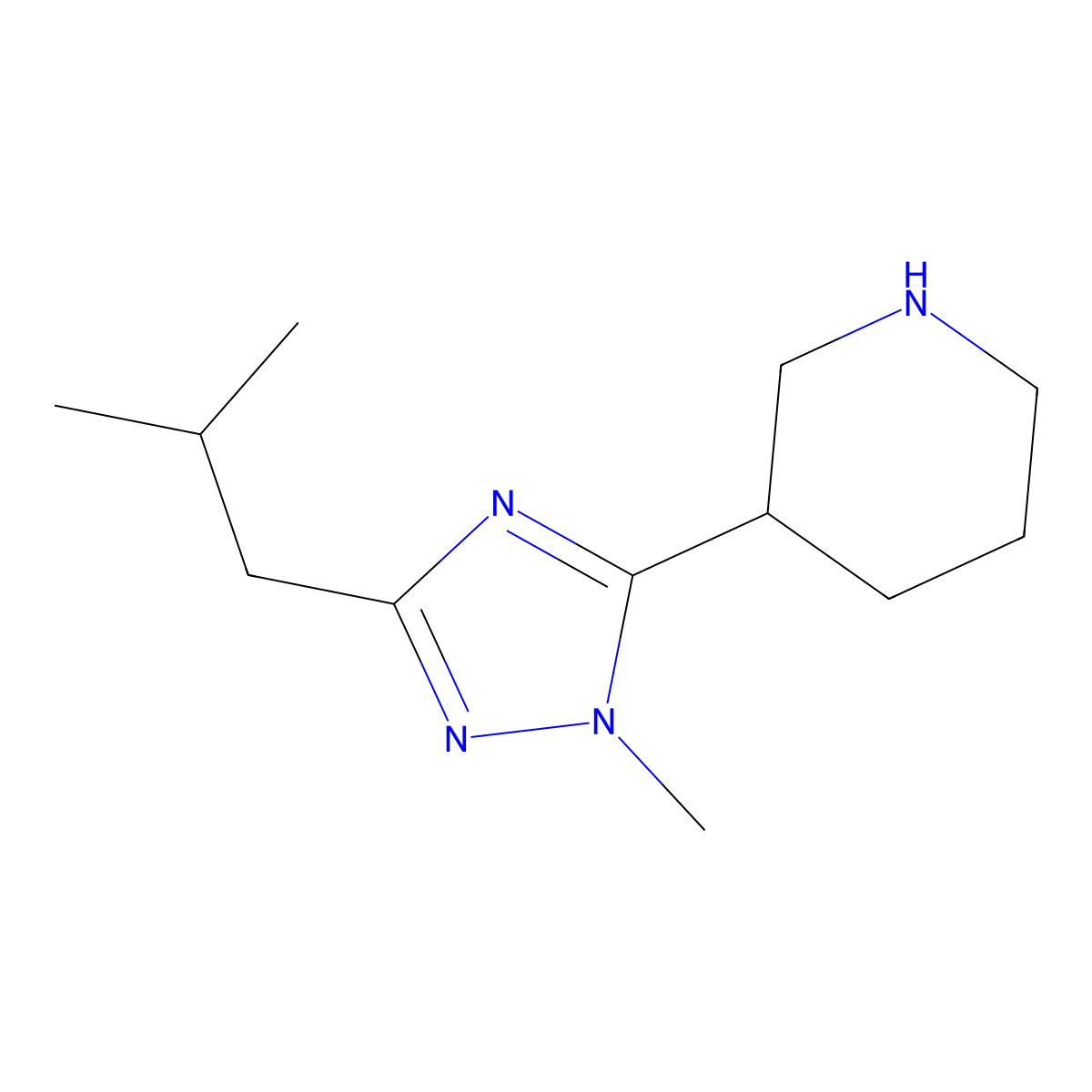 3-(3-Isobutyl-1-methyl-1h-1,2,4-triazol-5-yl)piperidine molecular structure, CAS 1341836-28-9