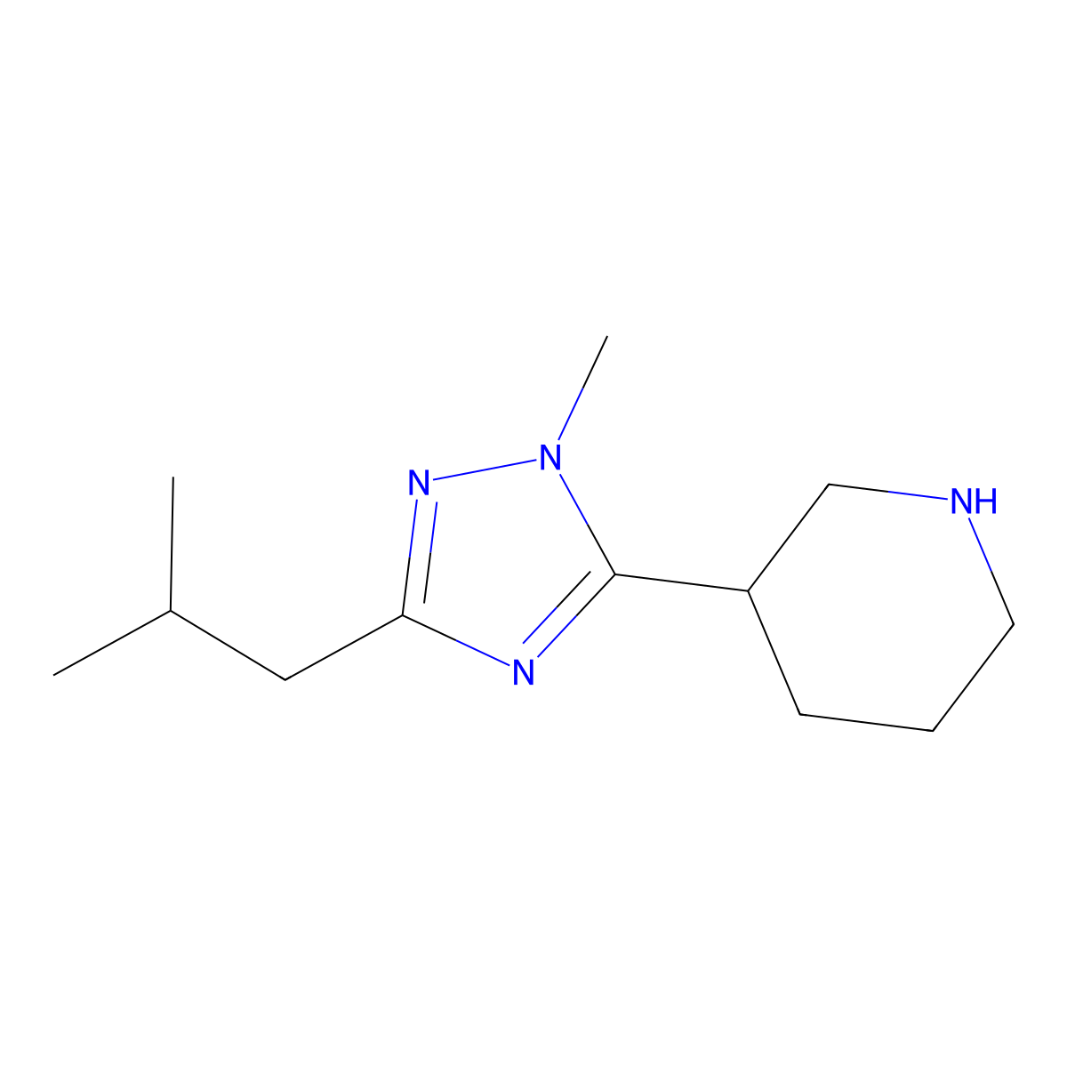 3-(3-Isobutyl-1-methyl-1h-1,2,4-triazol-5-yl)piperidine molecular structure, CAS 1341836-28-9