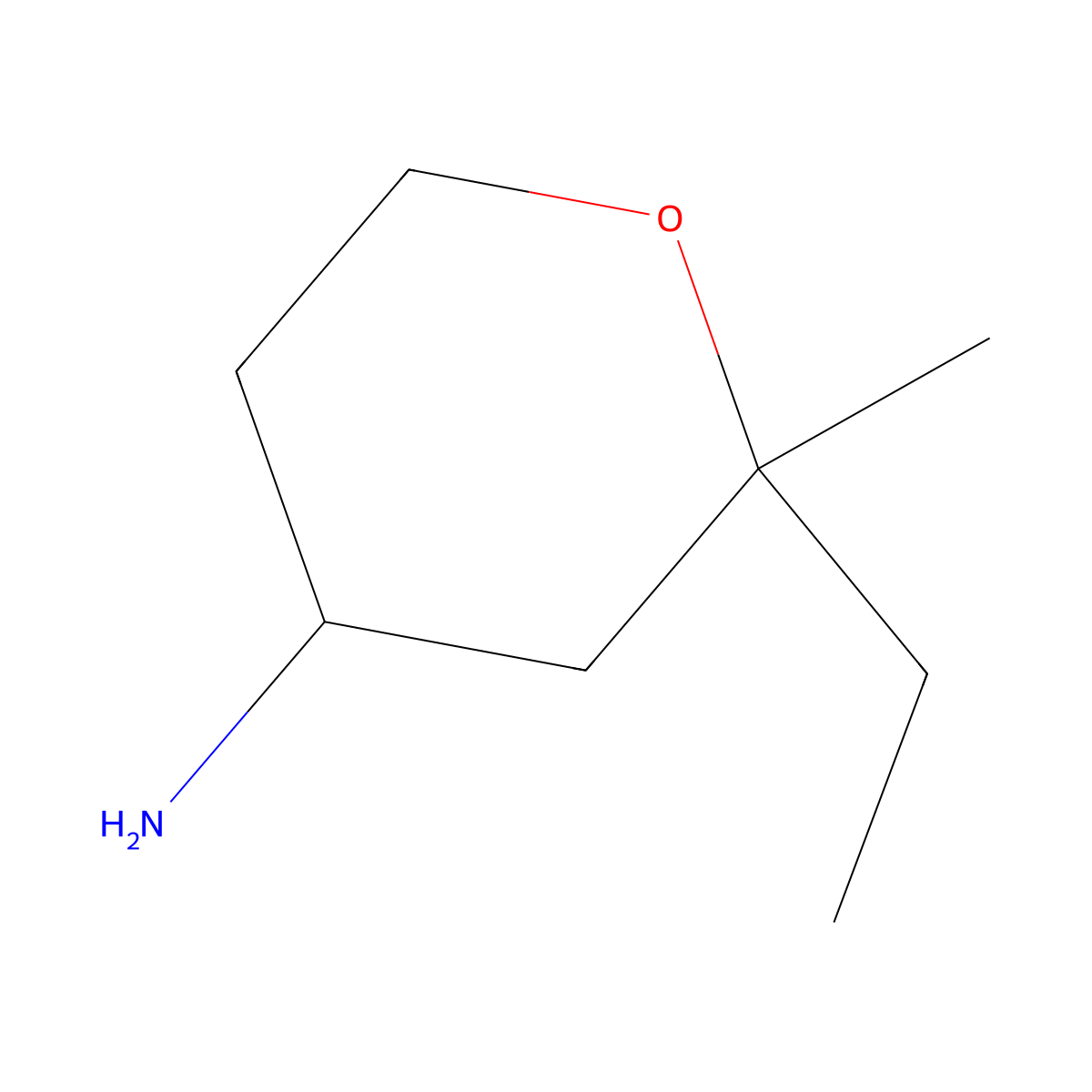 2-Ethyl-2-methyloxan-4-amine molecular structure, CAS 1341837-97-5