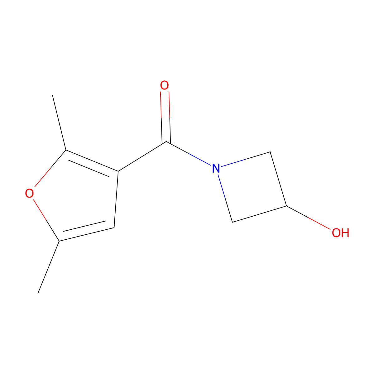 1-(2,5-Dimethylfuran-3-carbonyl)azetidin-3-ol molecular structure, CAS 1341838-87-6