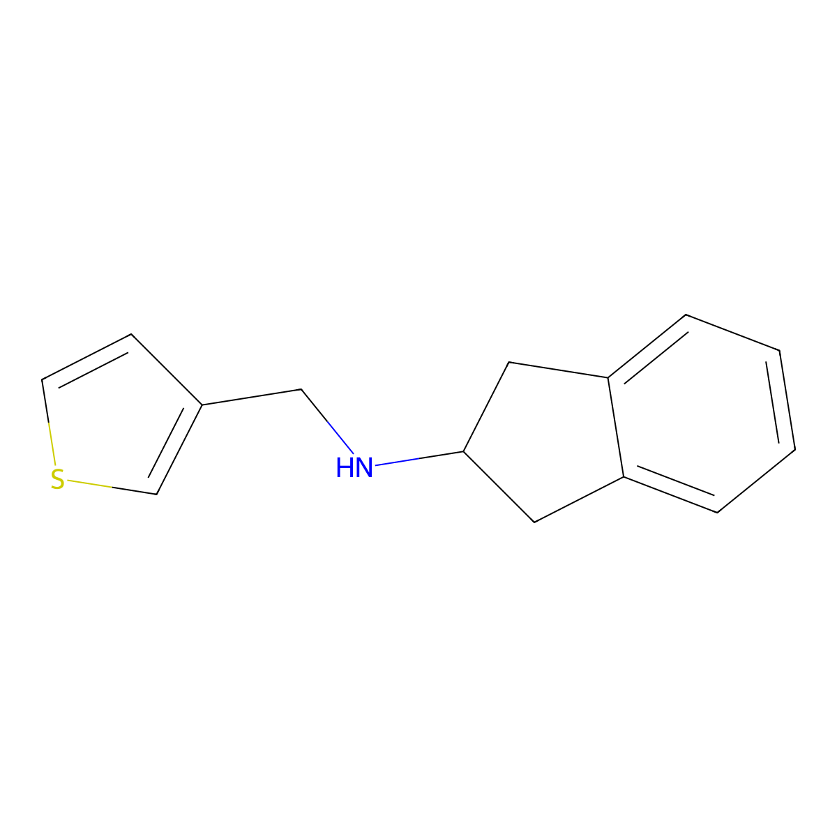 N-(thiophen-3-ylmethyl)-2,3-dihydro-1H-inden-2-amine molecular structure, CAS 1341842-53-2